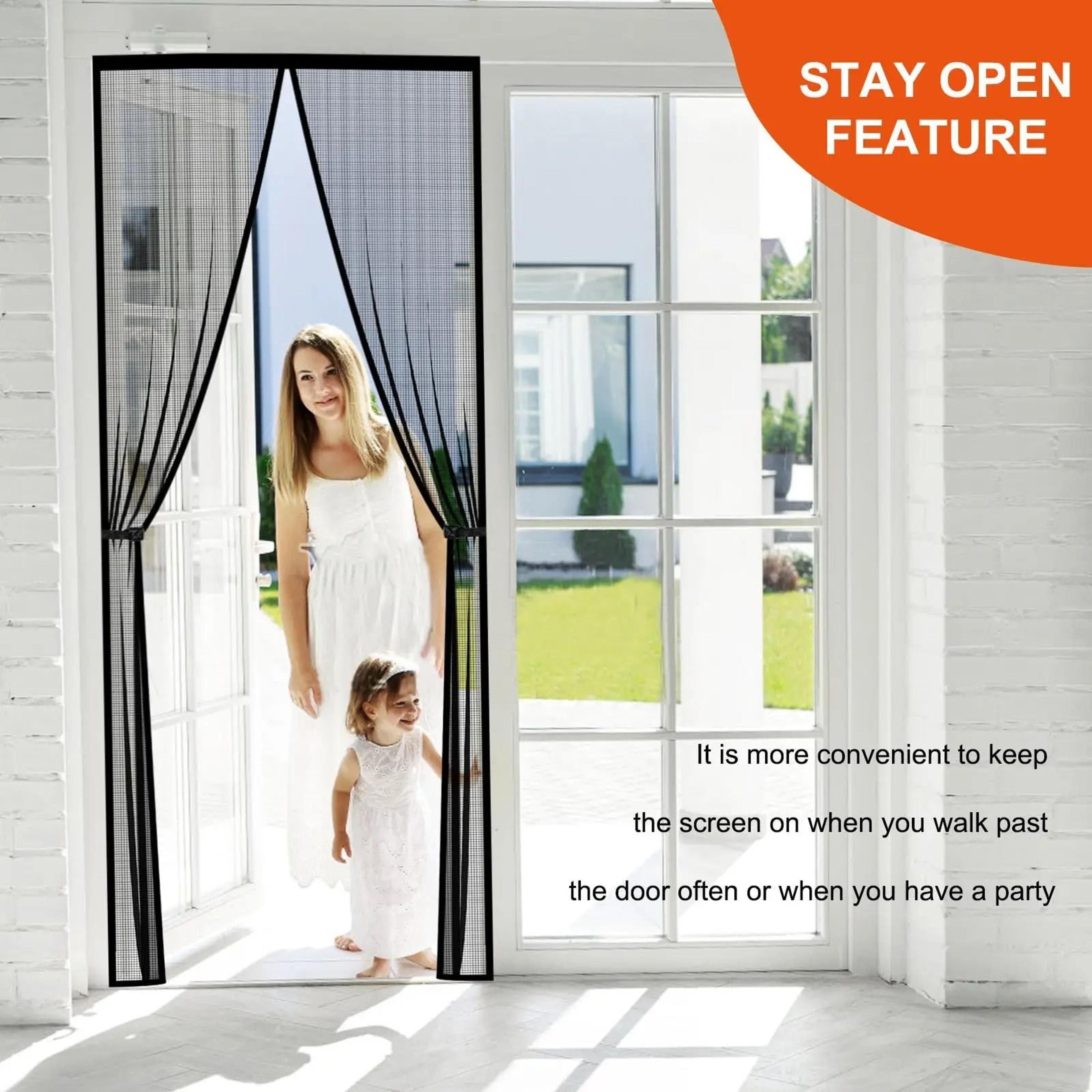 hands free magnetic screen door for automatic closing insect protection comfort
