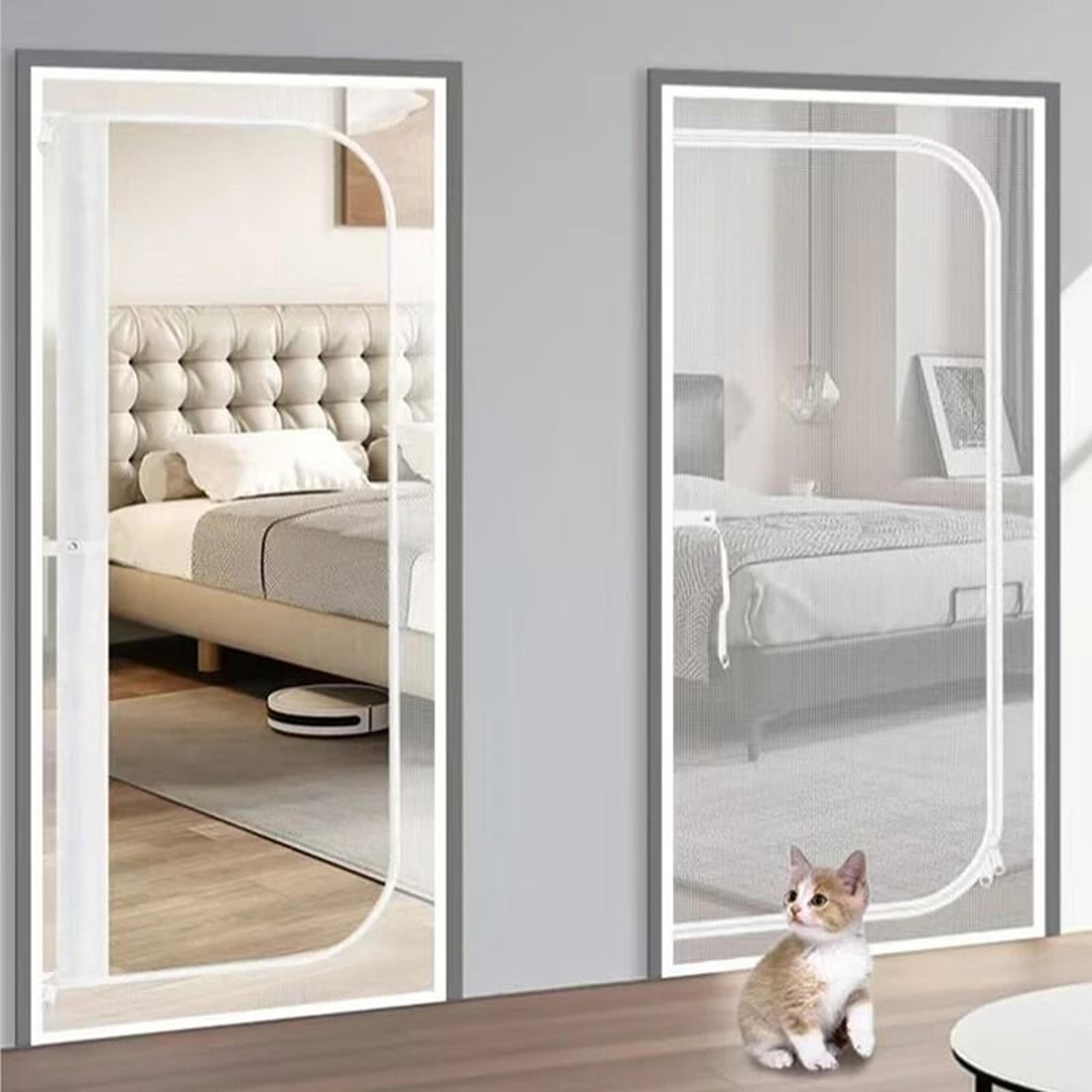 washable u shaped zipper mosquito screen door curtain for pet protection