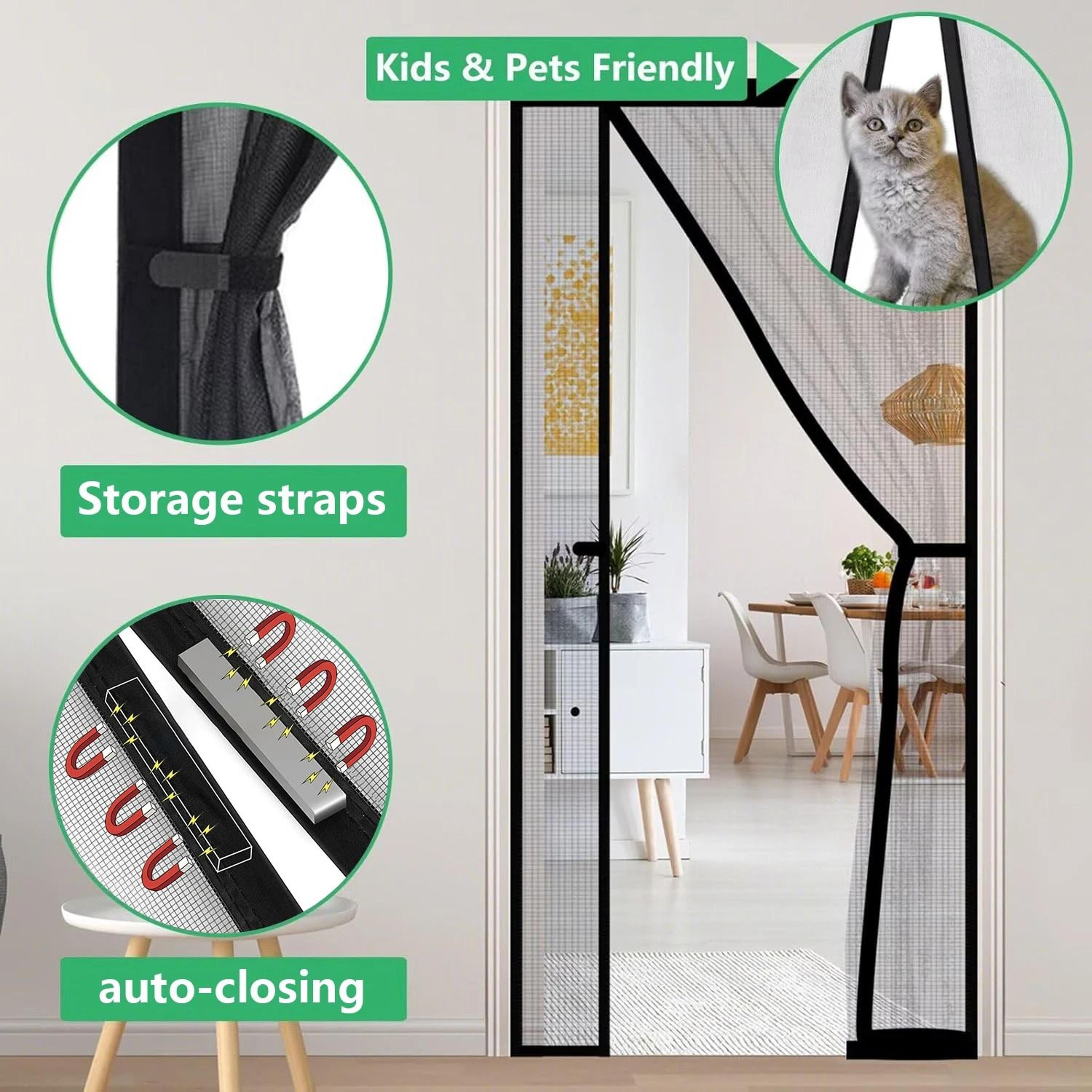 heavy duty magnetic screen door with auto closing pet friendly mesh