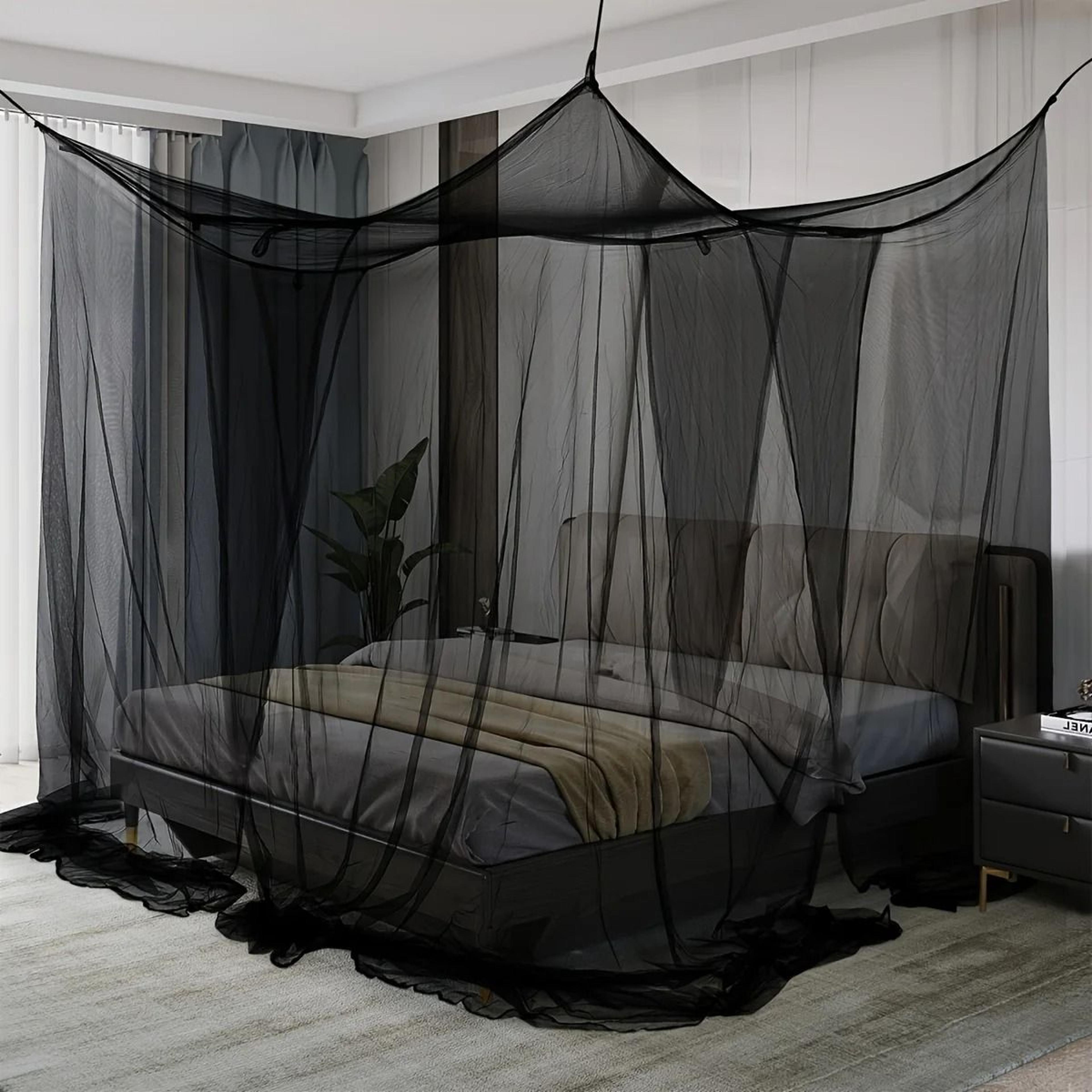 floor to ceiling quadrangle mosquito net with double opening bed protection