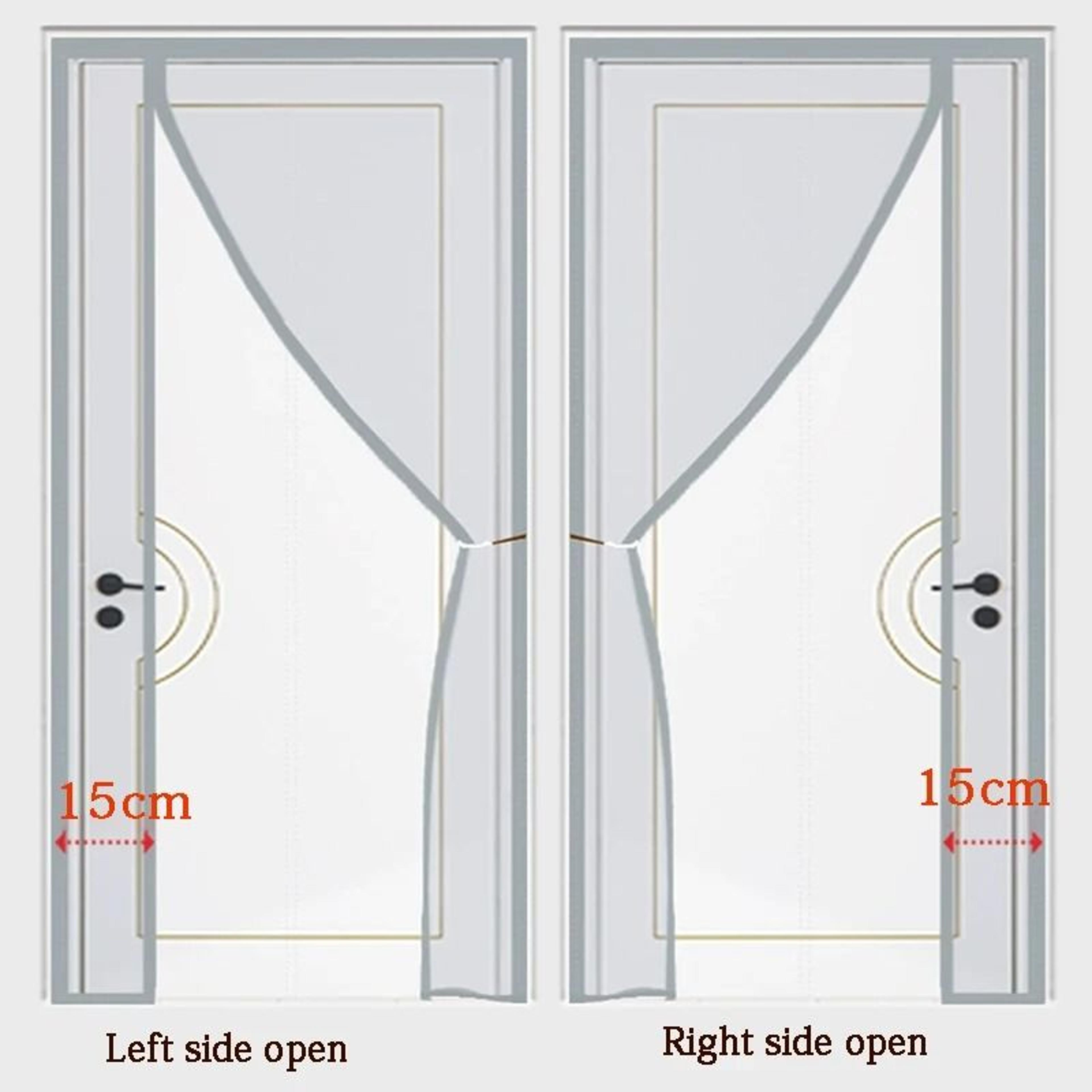gray side opening magnetic mosquito screen door for easy no drill