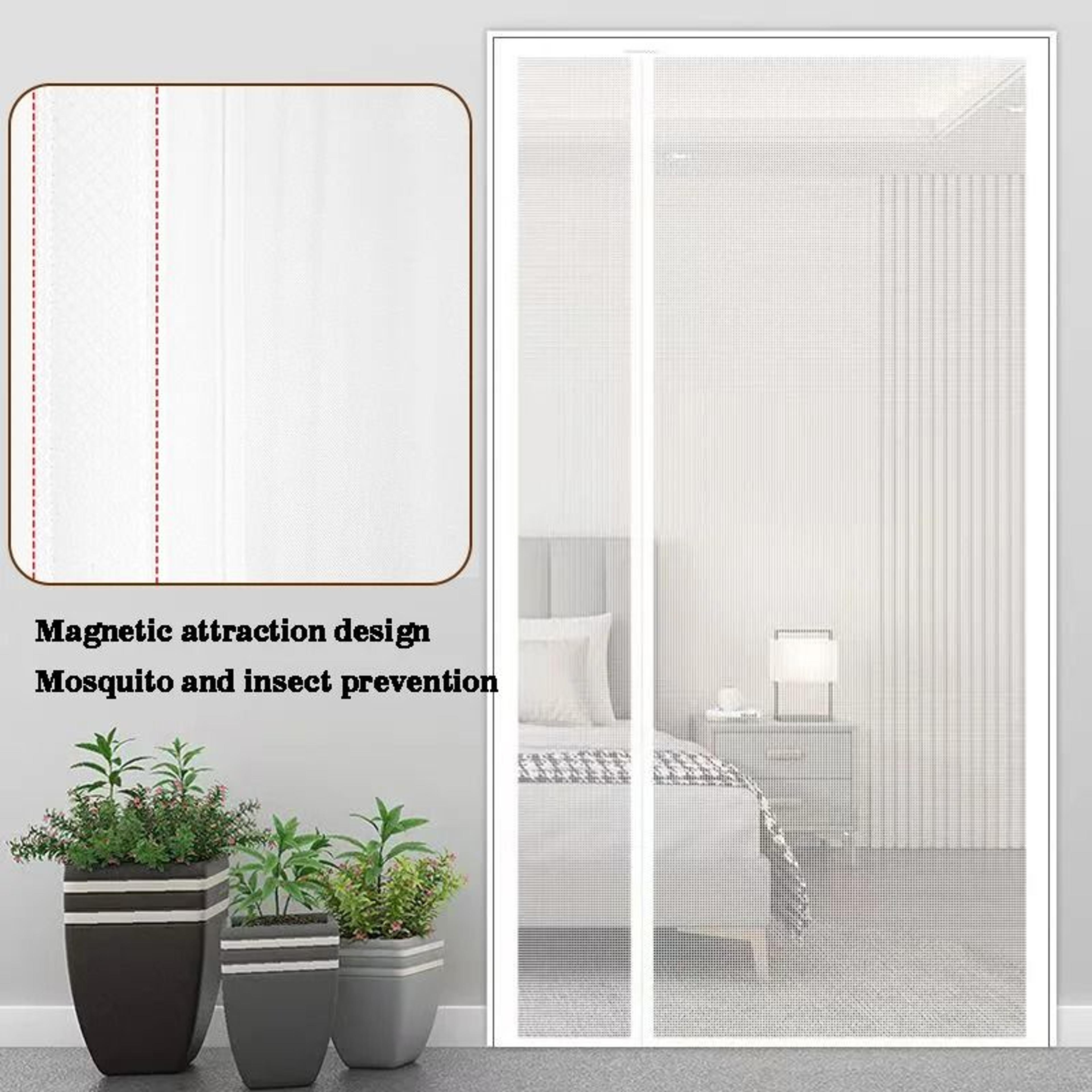 white side opening magnetic mosquito screen door for no drill protection