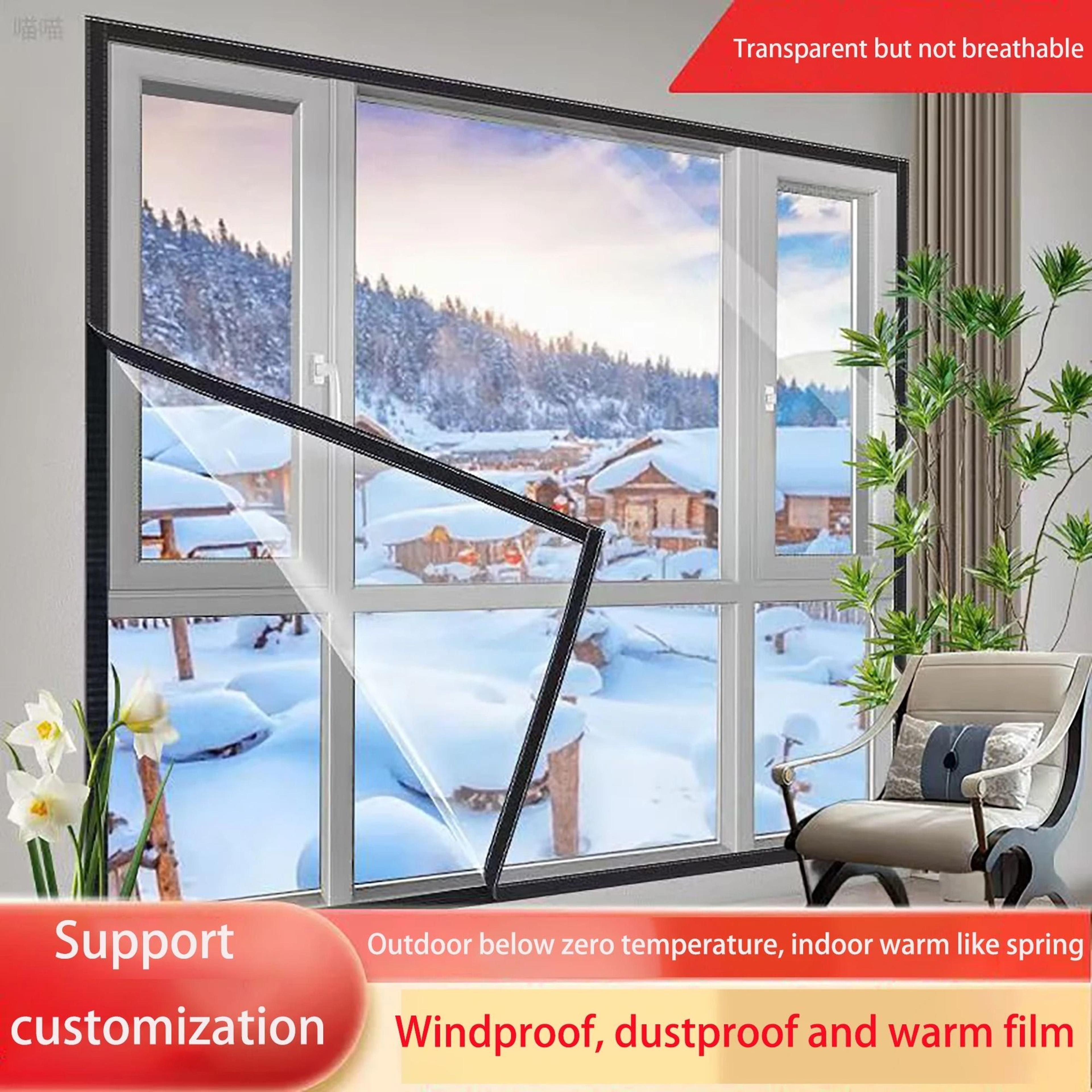 transparent winter window insulation film for draft blocking and heat retention