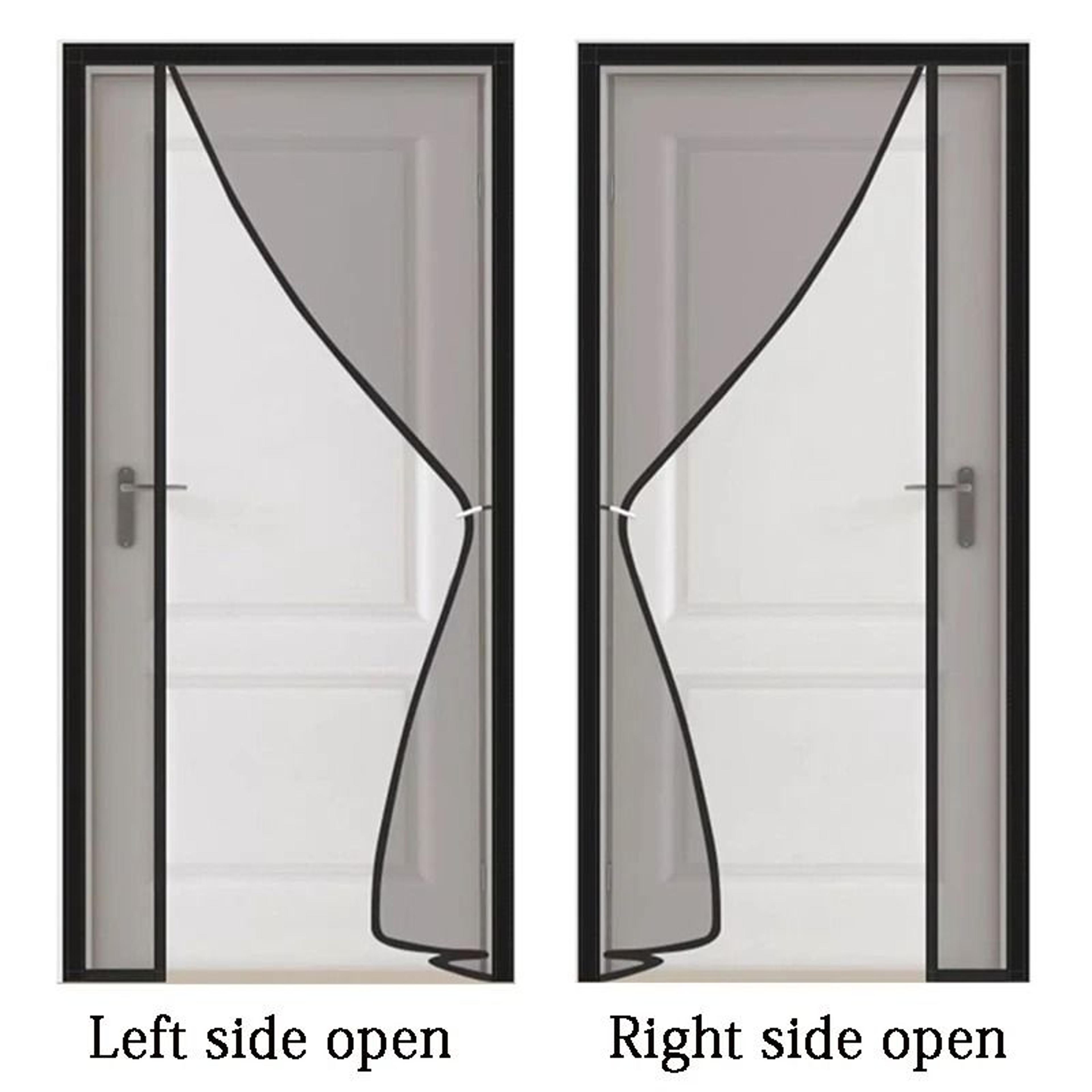 black side opening magnetic mosquito screen door for no drill protection