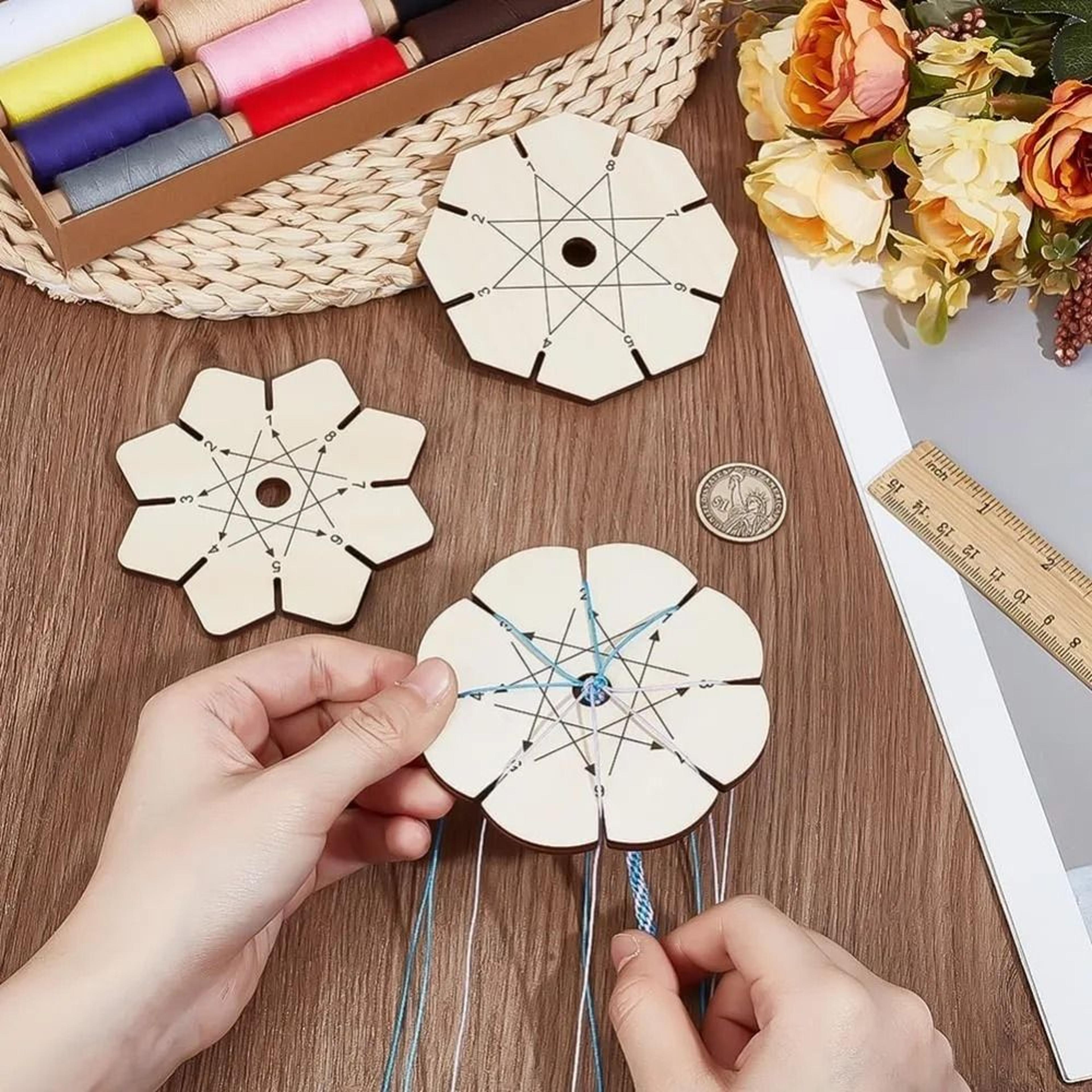 wooden kumihimo braiding disk set for easy friendship bracelet making crafts