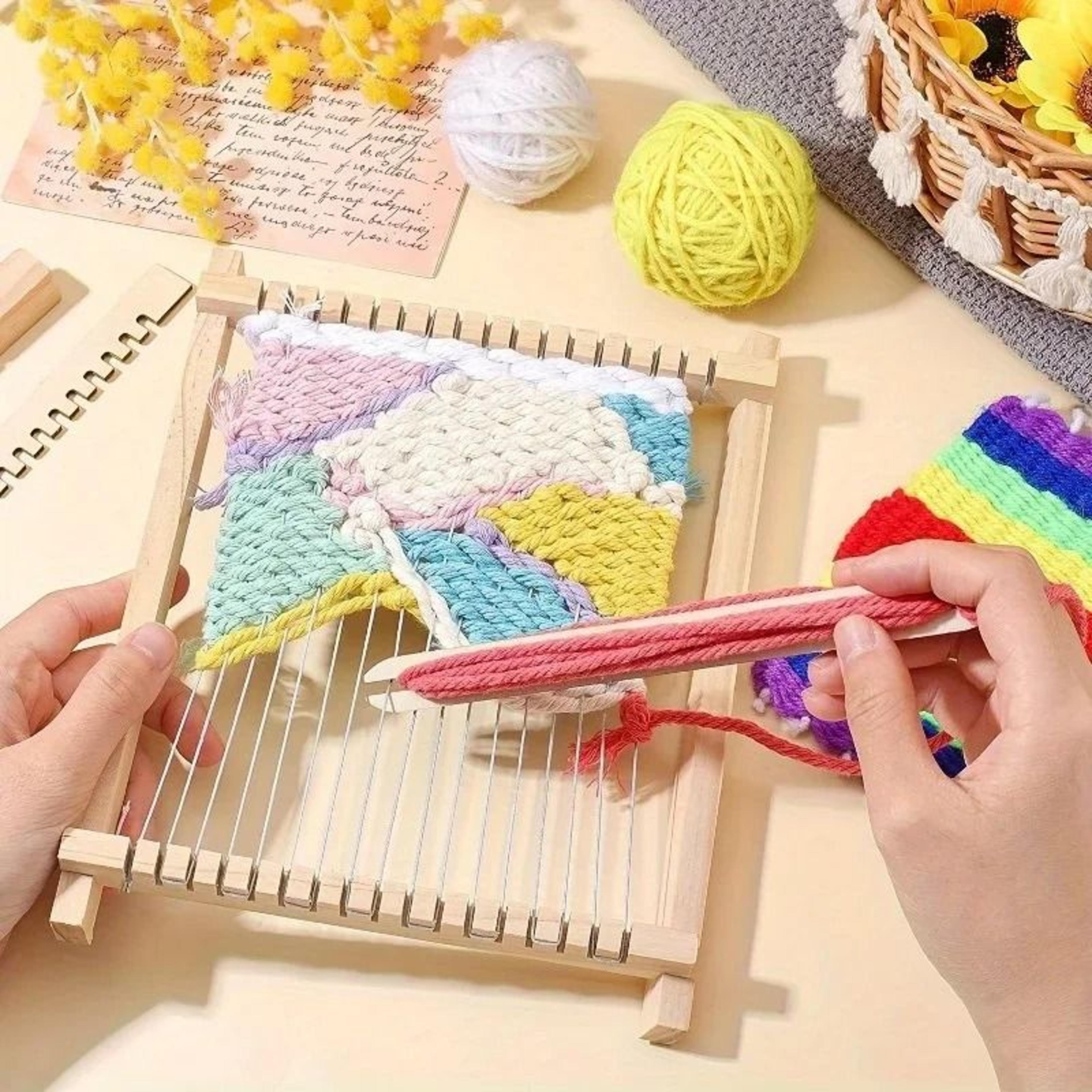 wooden tapestry weaving loom kit for easy beginner fiber art projects
