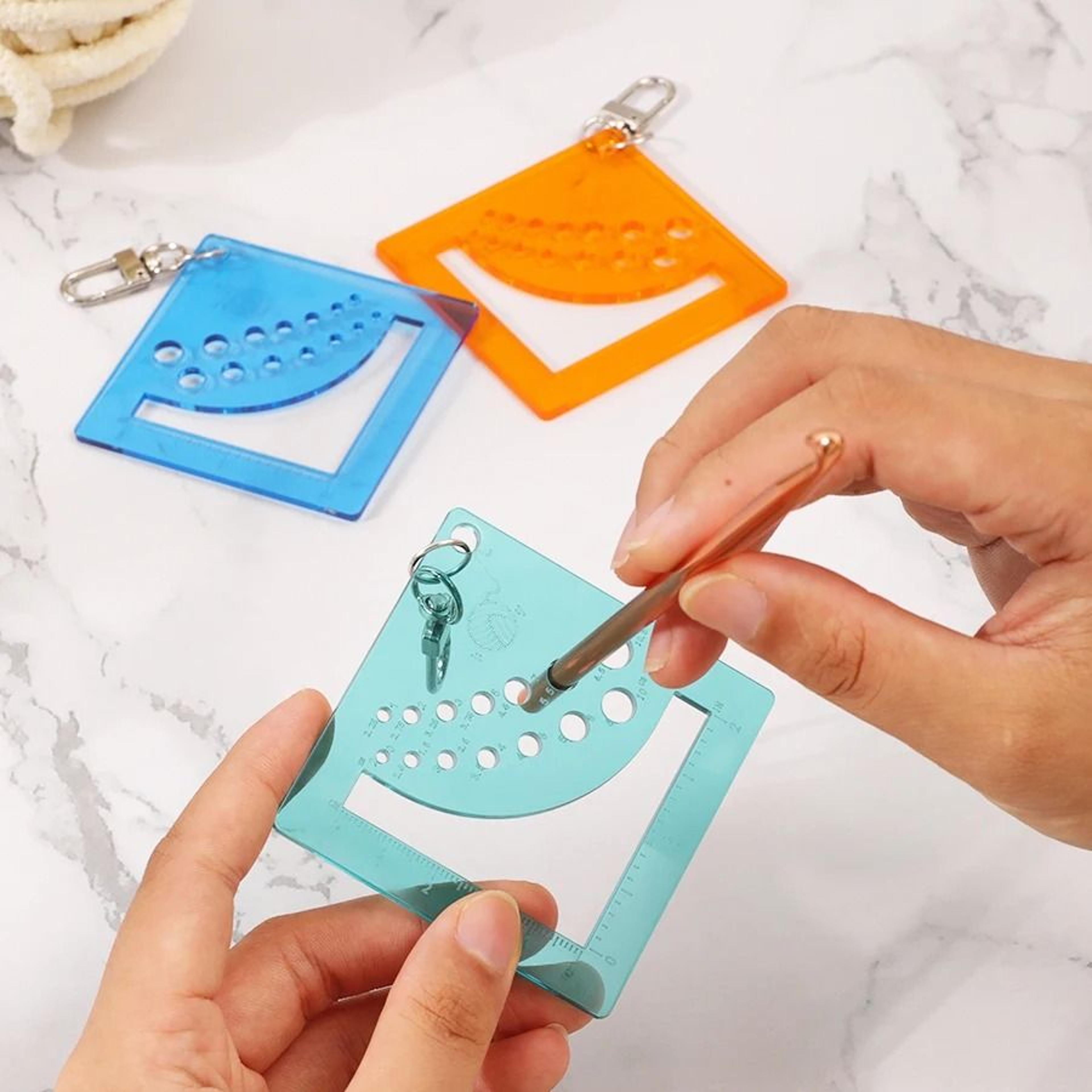 multifunction knitting gauge ruler with stitch calculator threader and cutter tool