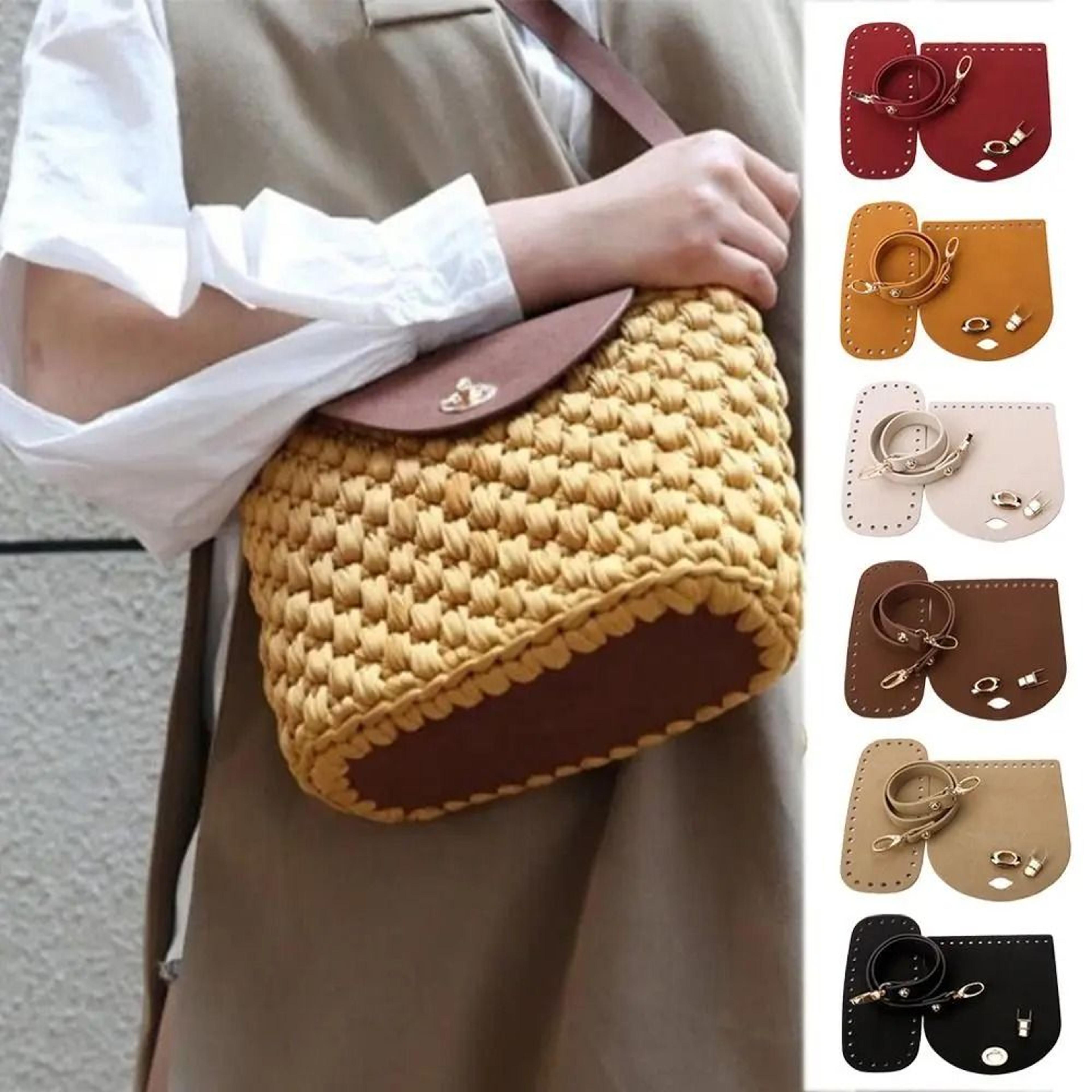 faux leather crochet bag base strap set for handmade purse making