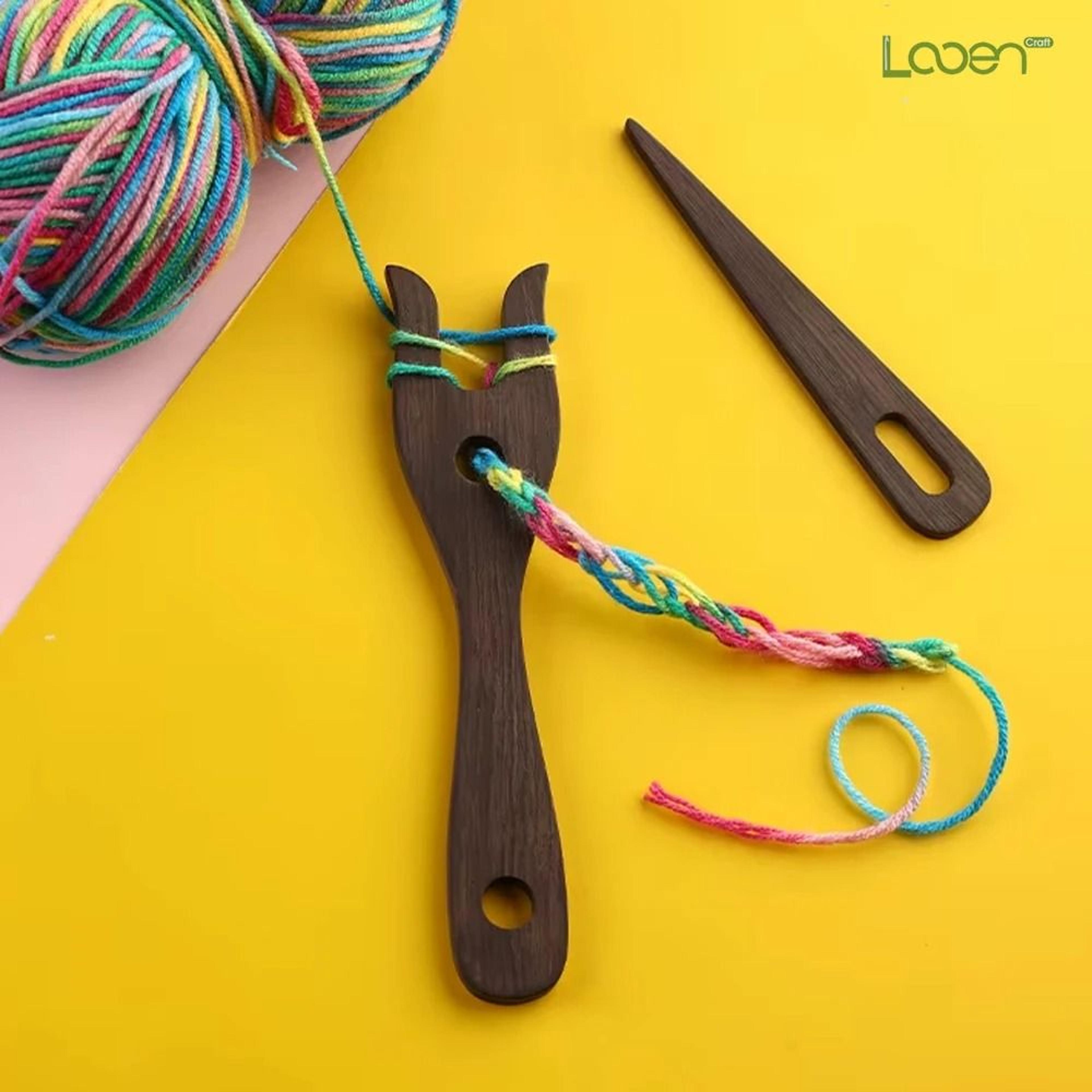 wooden lucet knitting fork set for easy bracelet necklace cord making