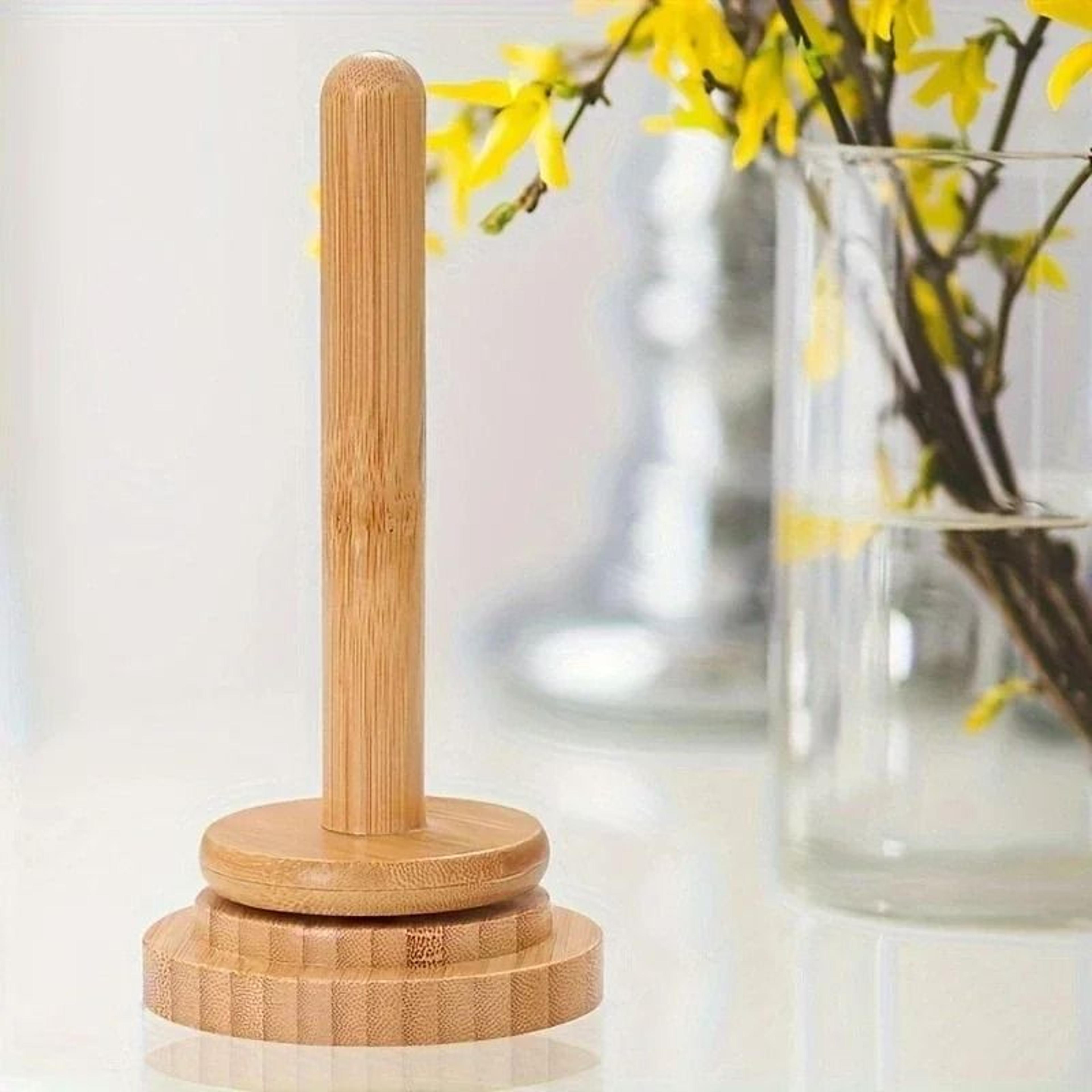wooden rotating yarn holder with storage base for smooth crocheting knitting