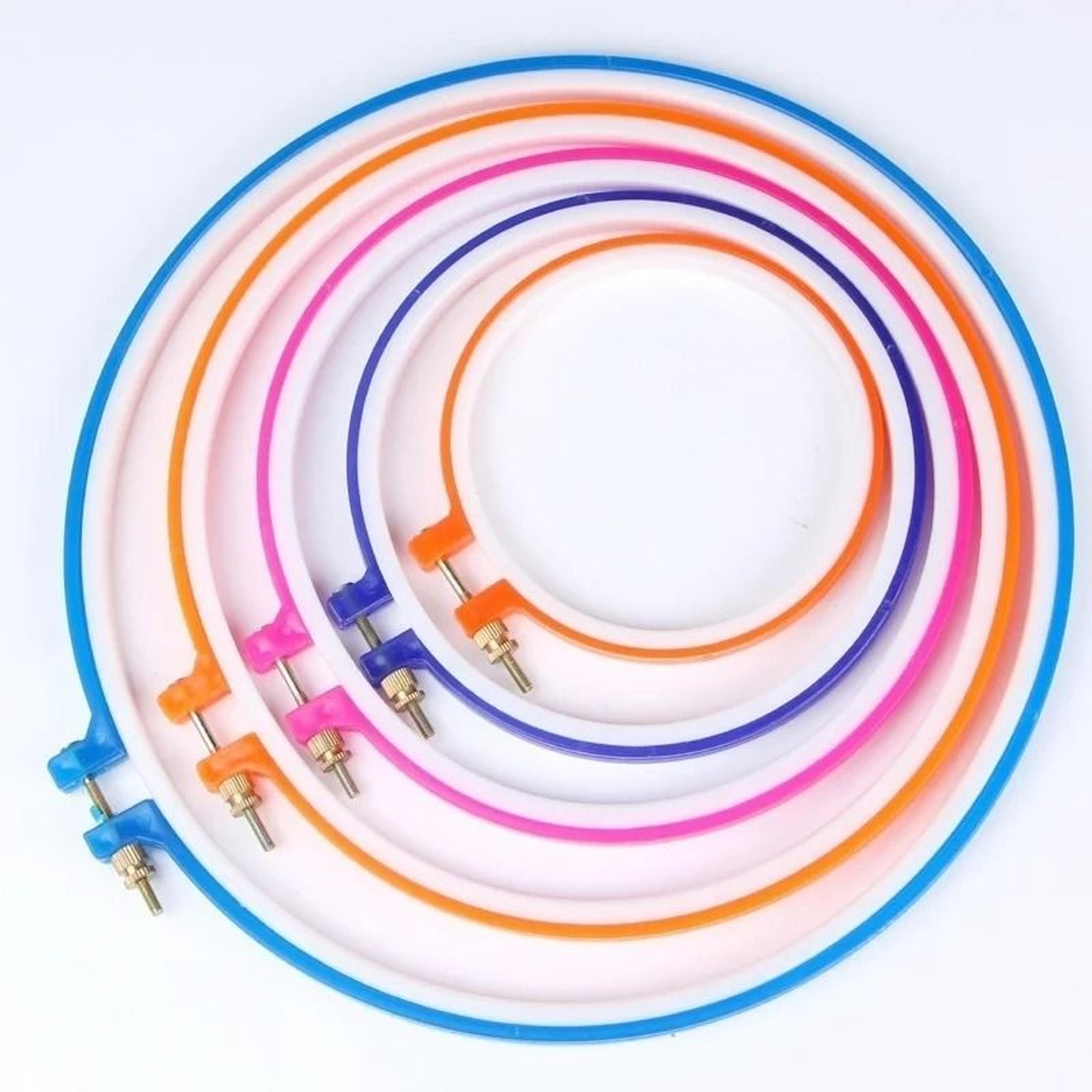 five piece adjustable plastic embroidery hoop set for smooth stitching projects