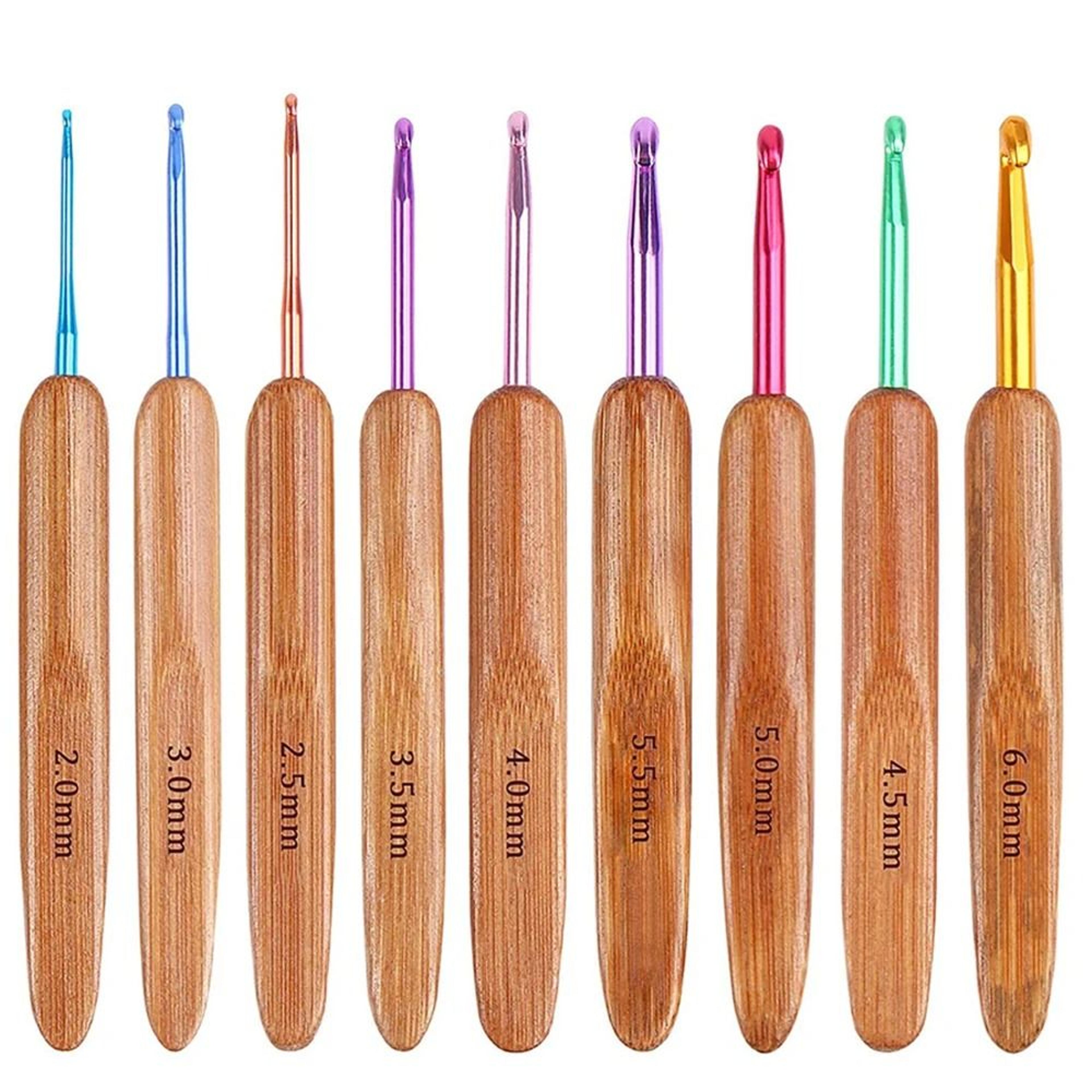 wooden handle crochet hook set for comfortable colorful yarn crafting projects