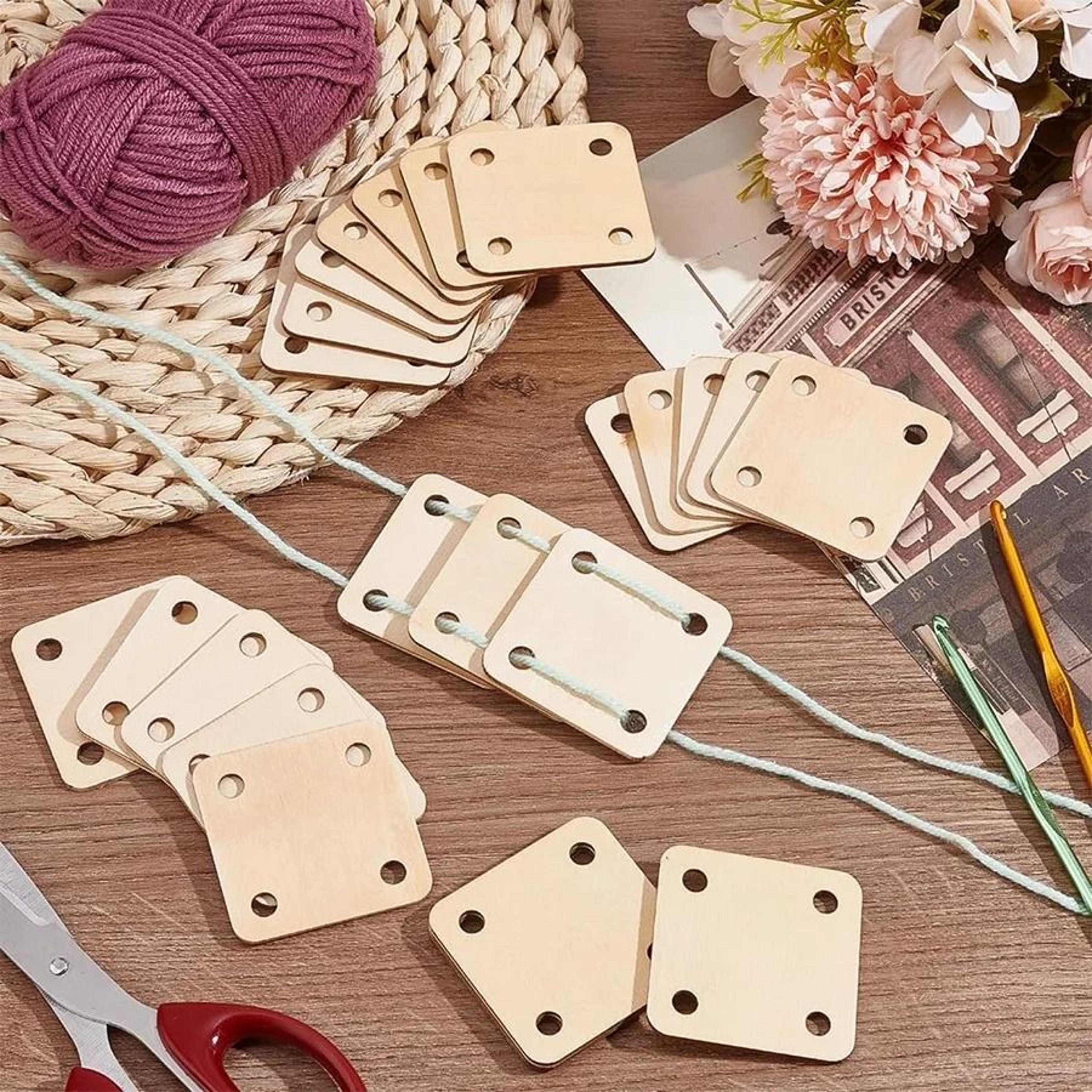 wooden four hole weaving loom cards for creative handmade yarn projects