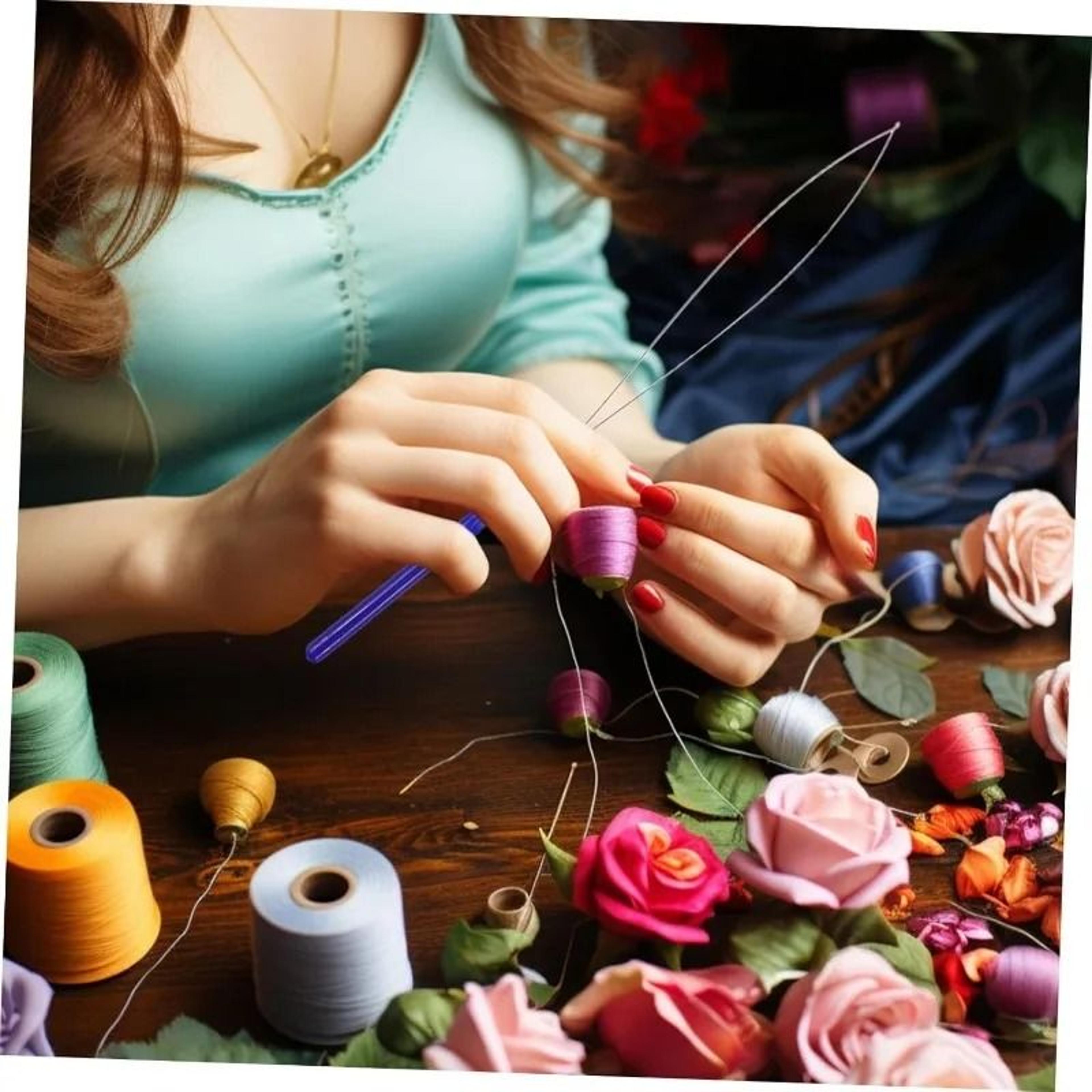 five piece needle threader set for easy sewing embroidery and quilting