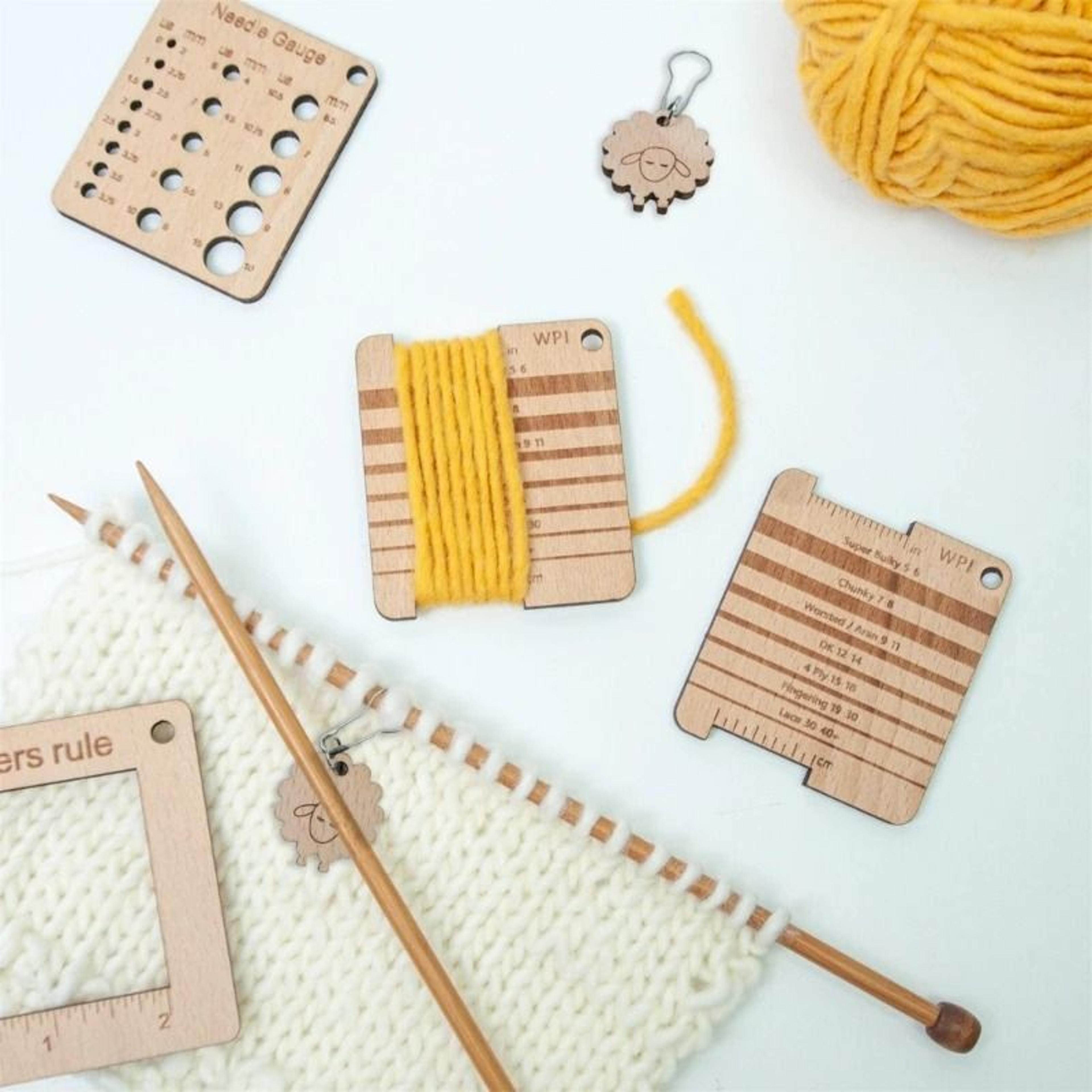 knitting needle gauge ruler set for accurate yarn and stitch measuring