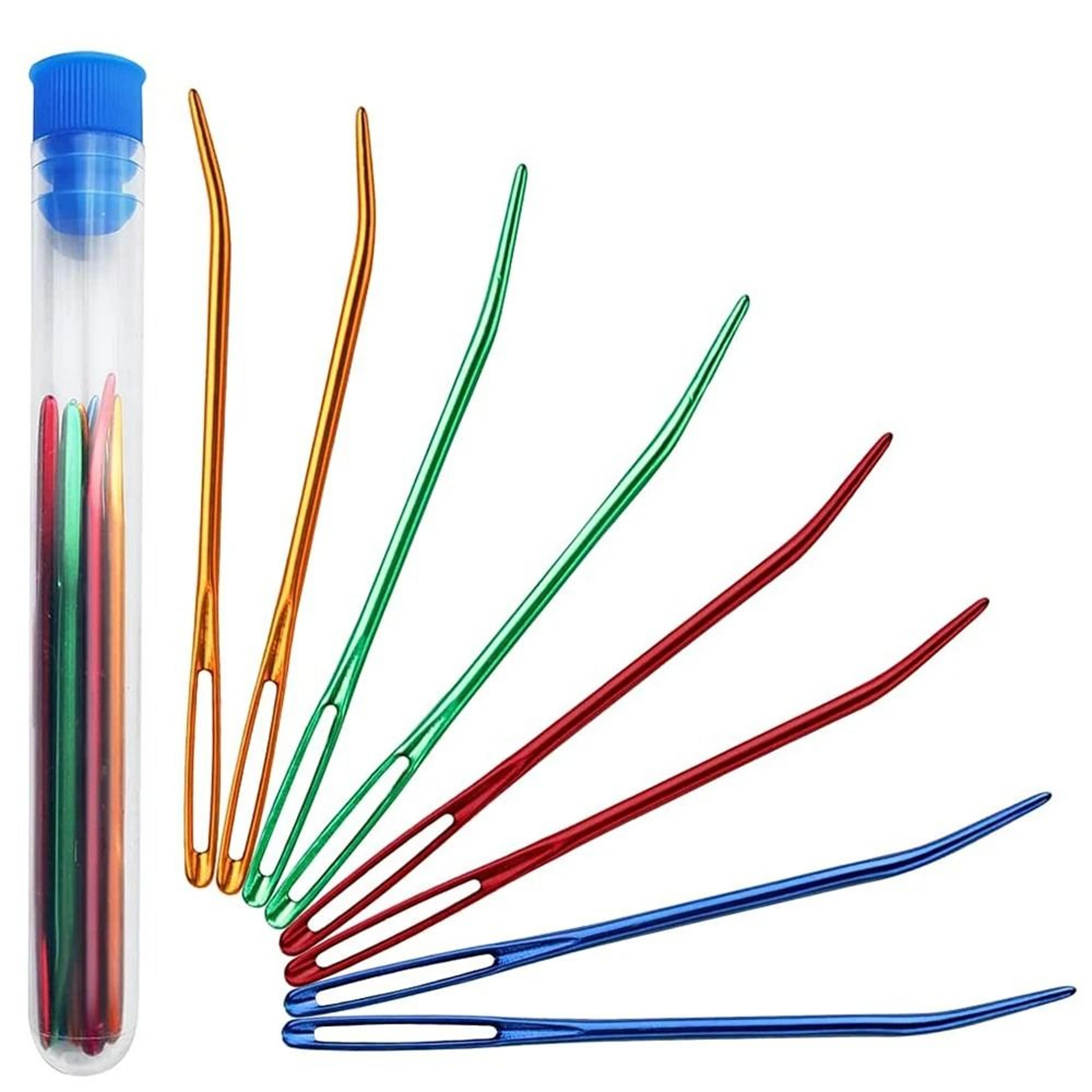 eight piece aluminum yarn needle set for easy knitting crochet finishing