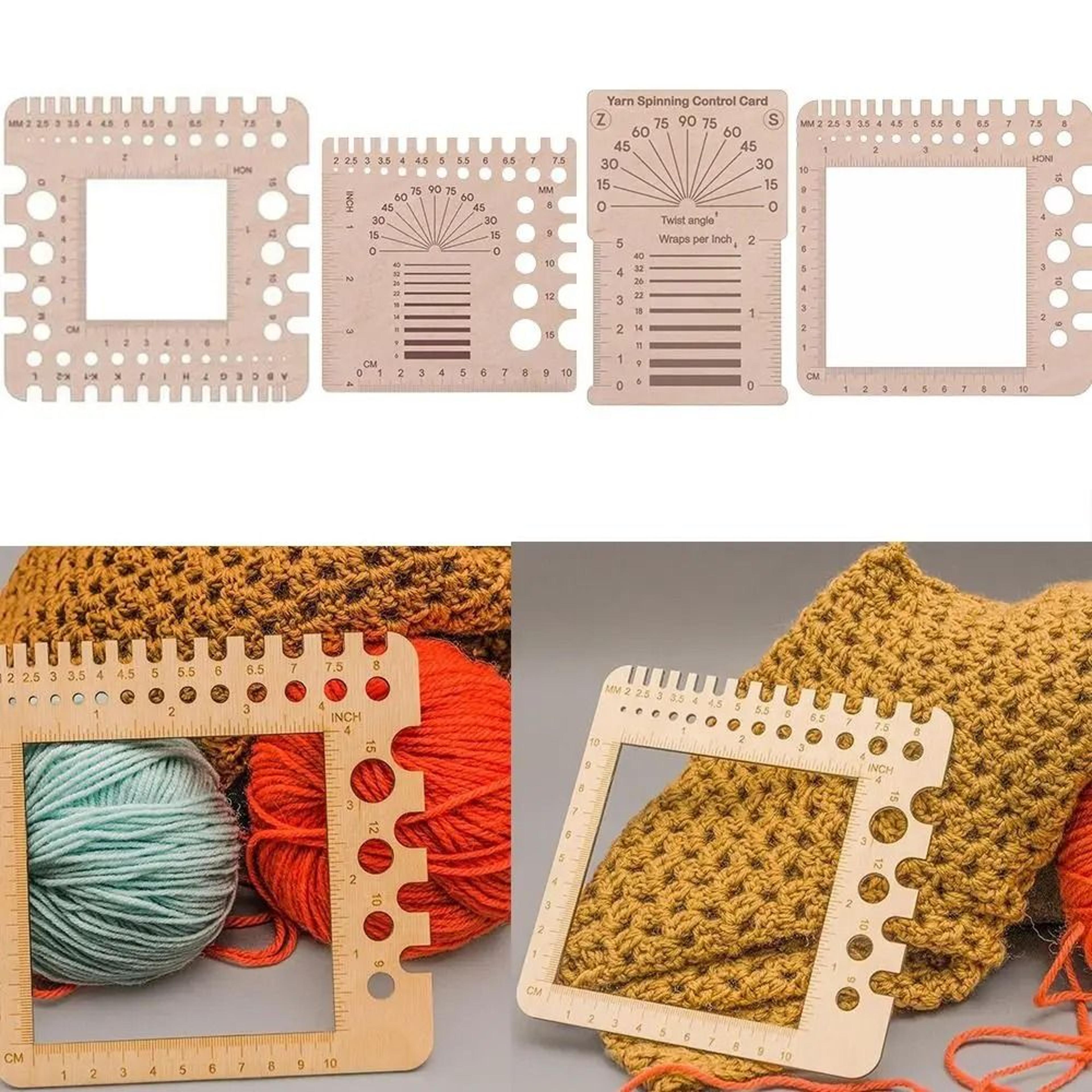 wooden yarn gauge ruler for easy needle sizing and thread measuring