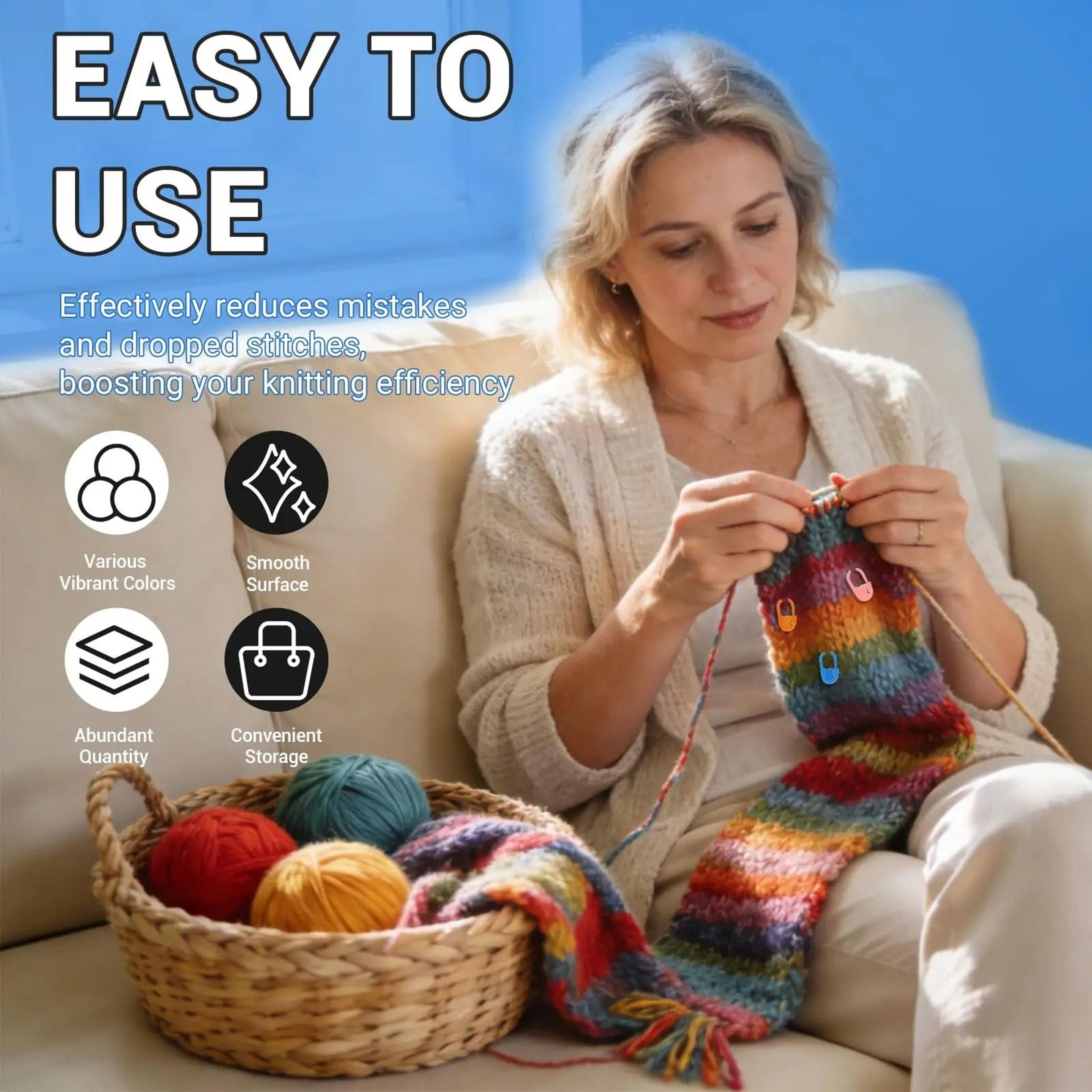 colorful reusable stitch marker set with metal storage box for knitting