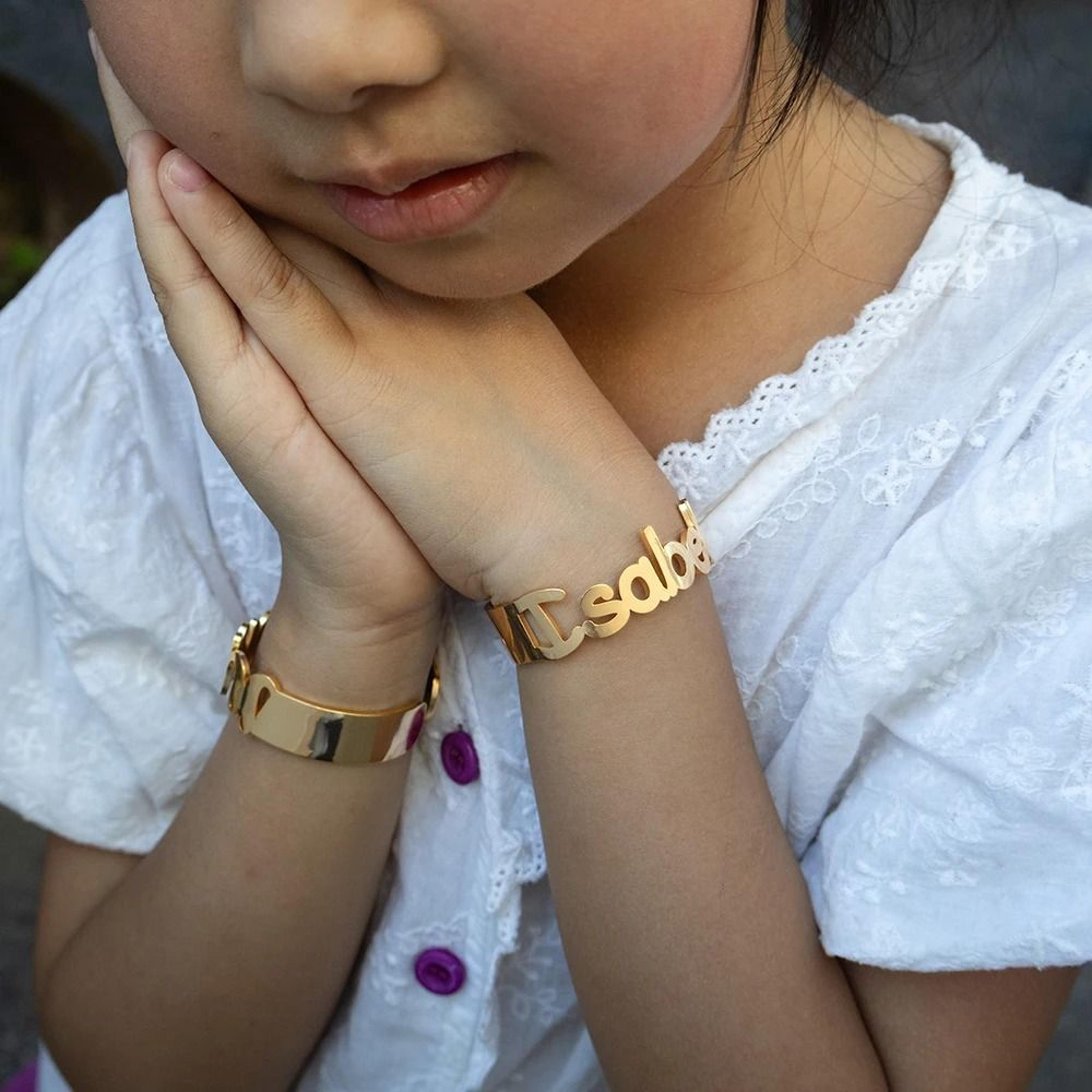 personalized gold stainless steel name bracelet for meaningful kids gift moments