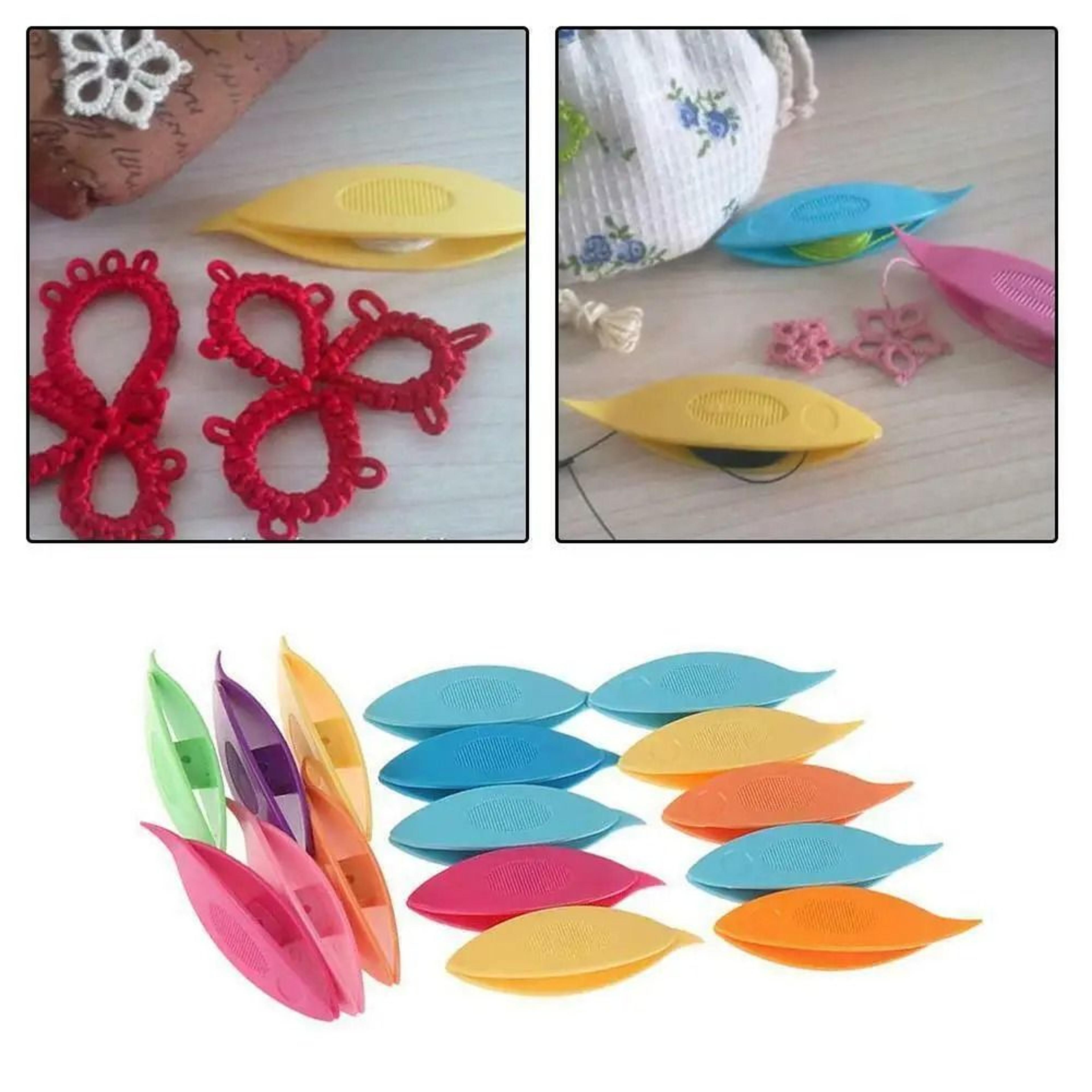colorful tatting shuttle set for easy handmade lace knitting craft projects