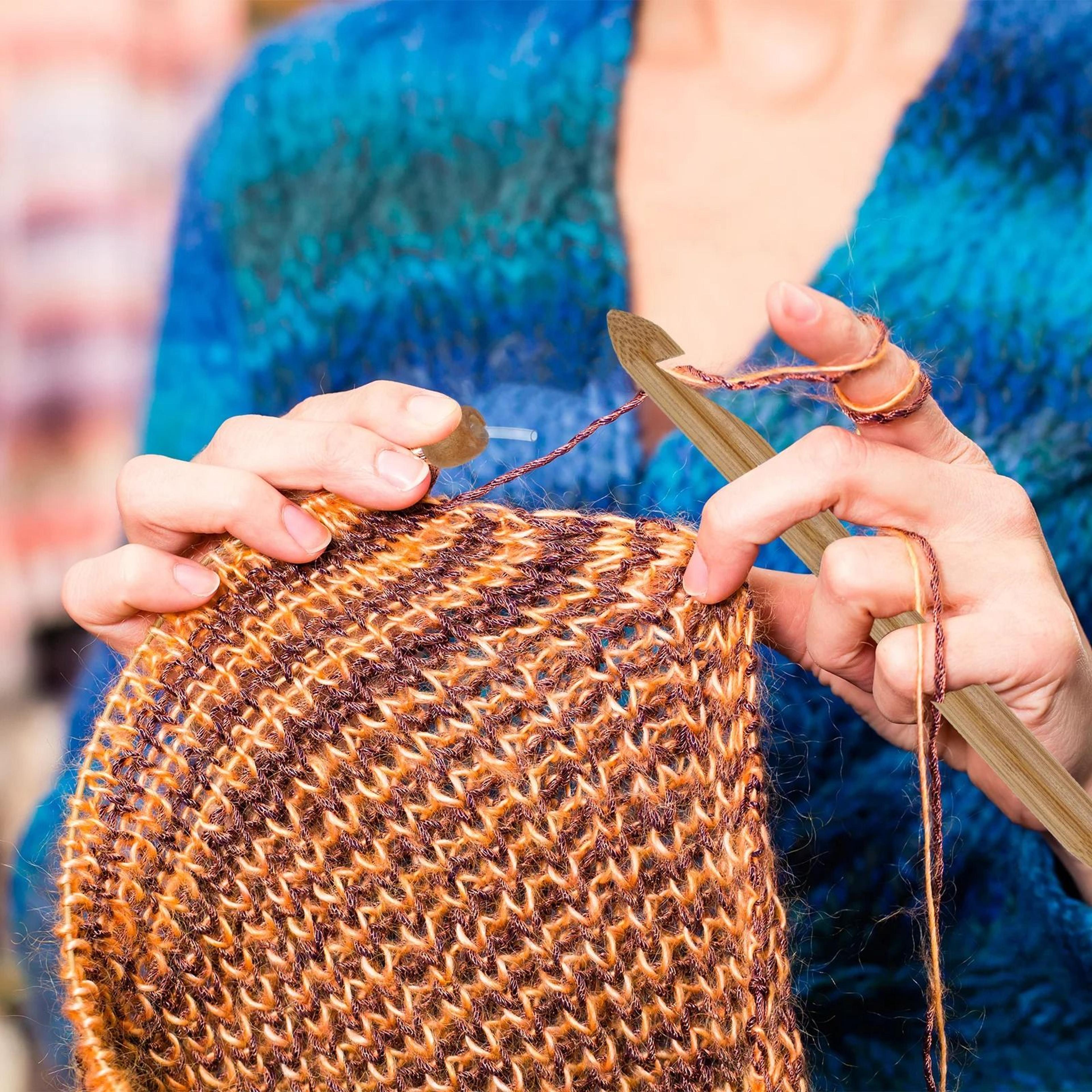 bamboo tunisian crochet hook with flexible cable for comfortable yarn crafting