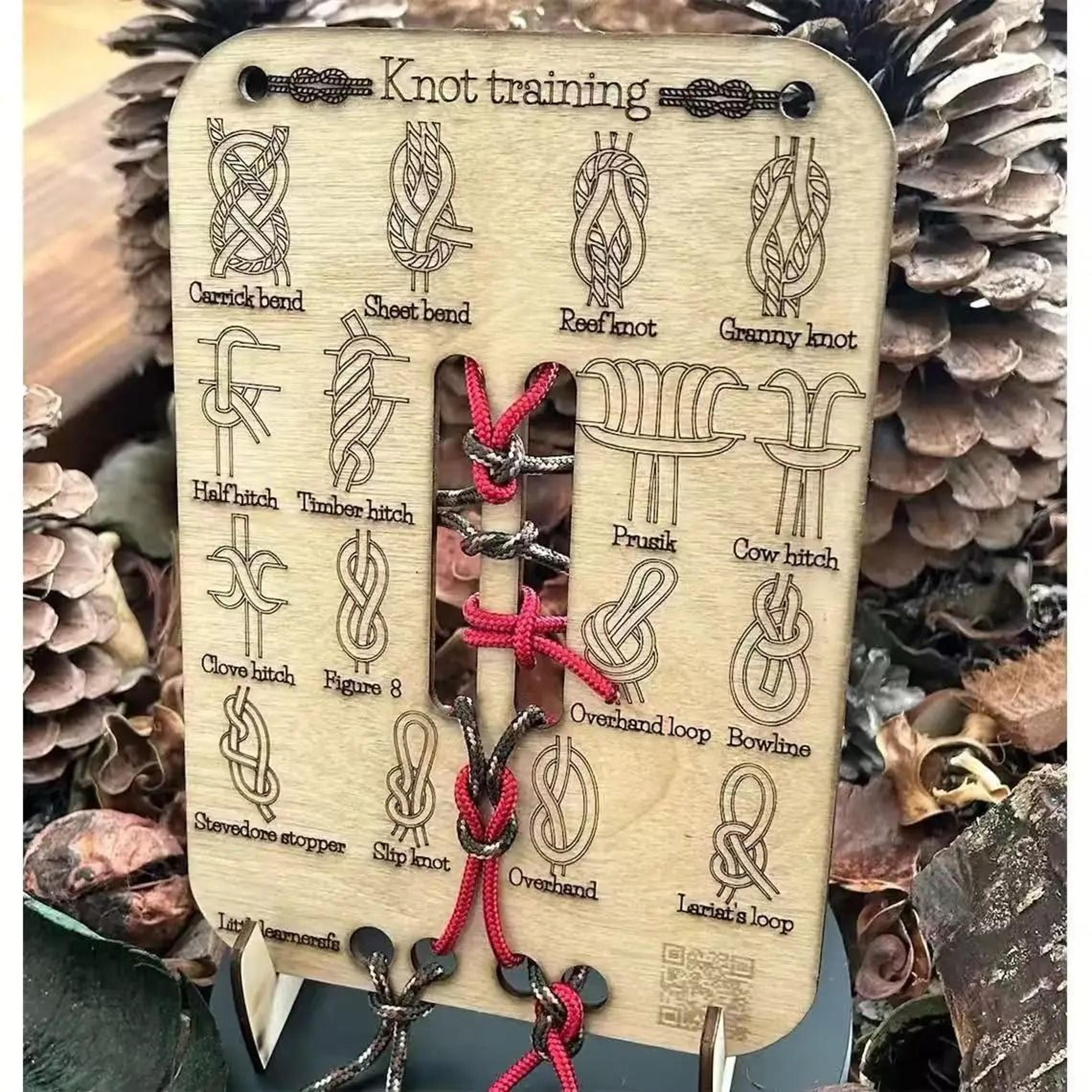 portable knot tying training board for outdoor rope skills practice kit