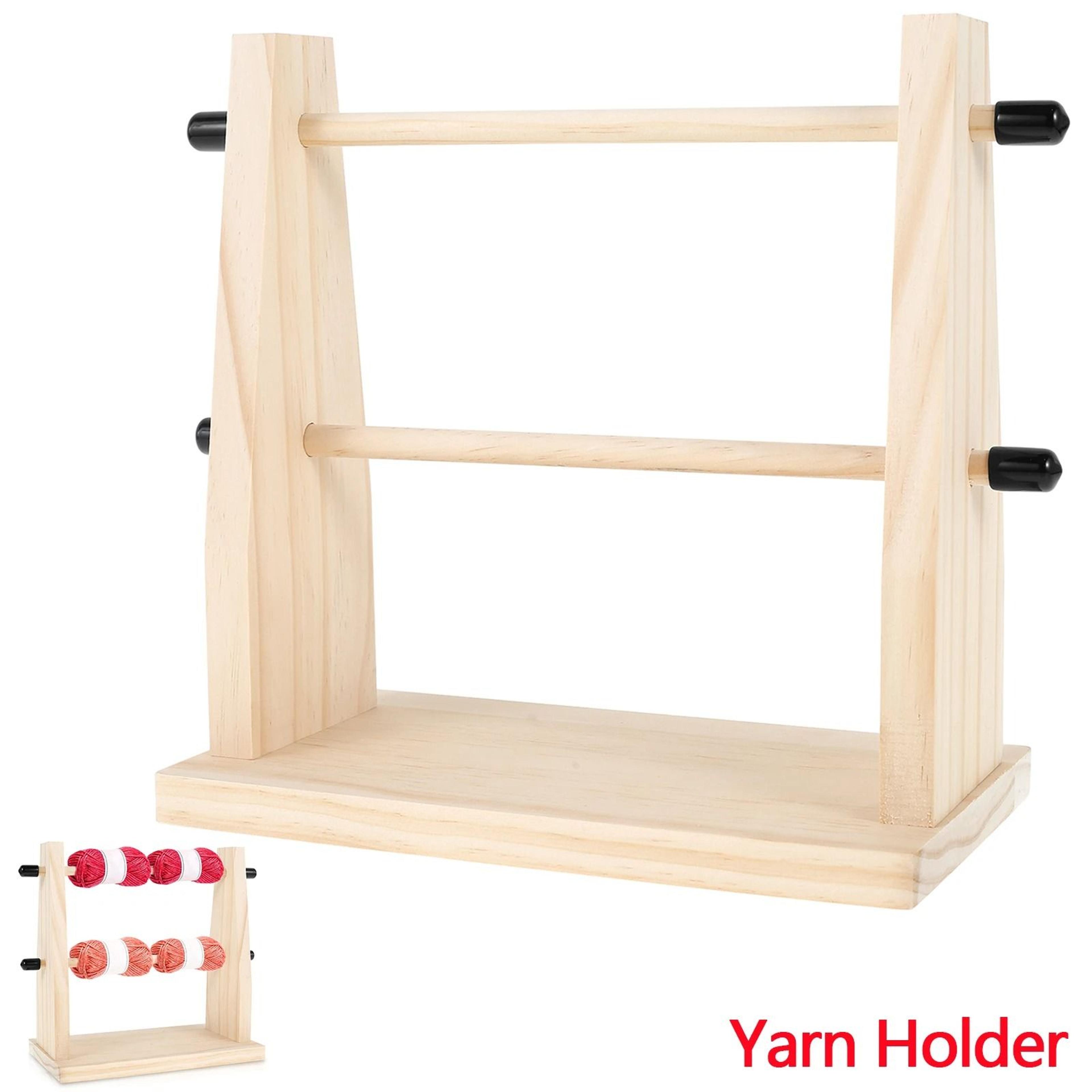 double wooden yarn holder stand for smooth crochet knitting craft projects