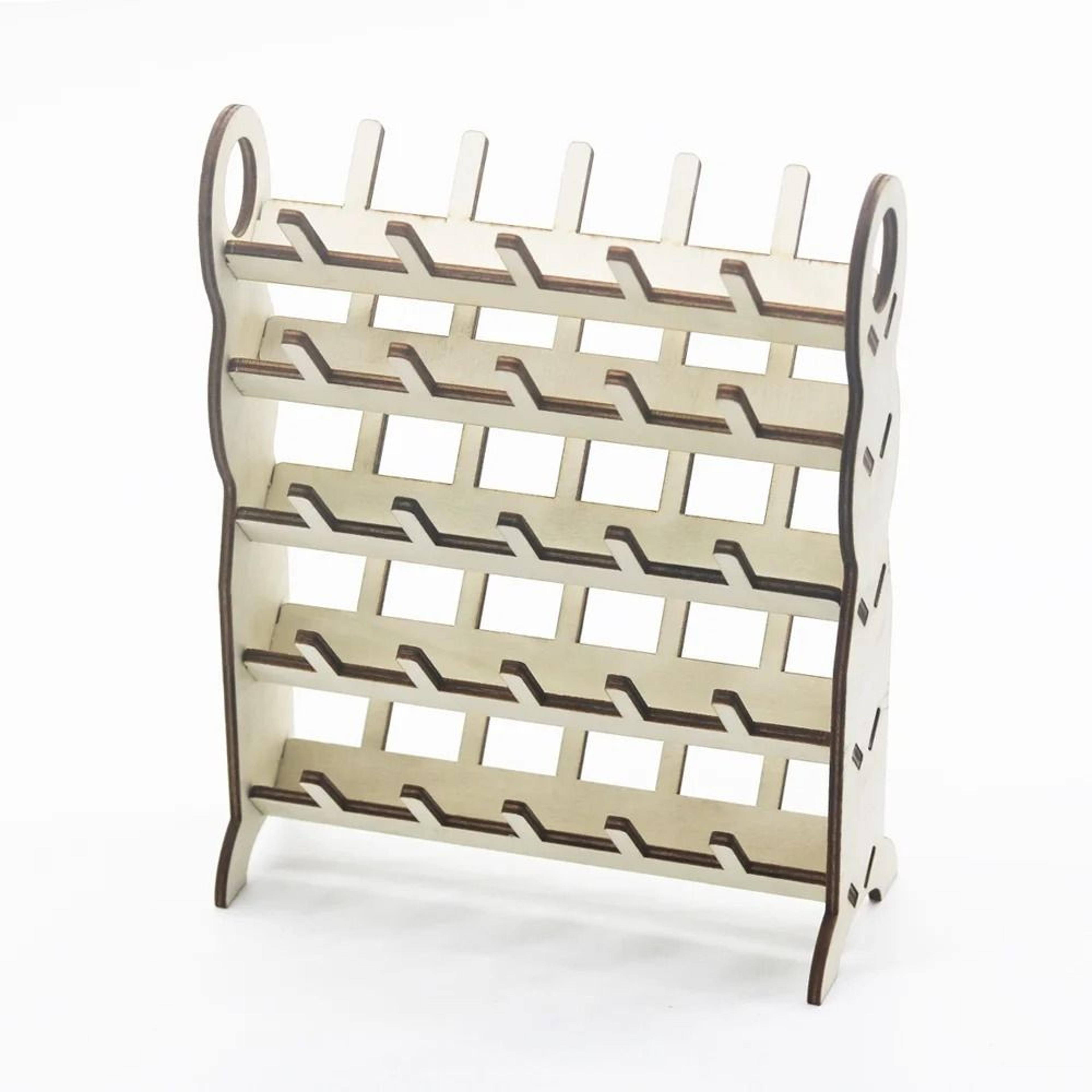 wooden thread rack organizer for fifty spools wall mounted sewing storage