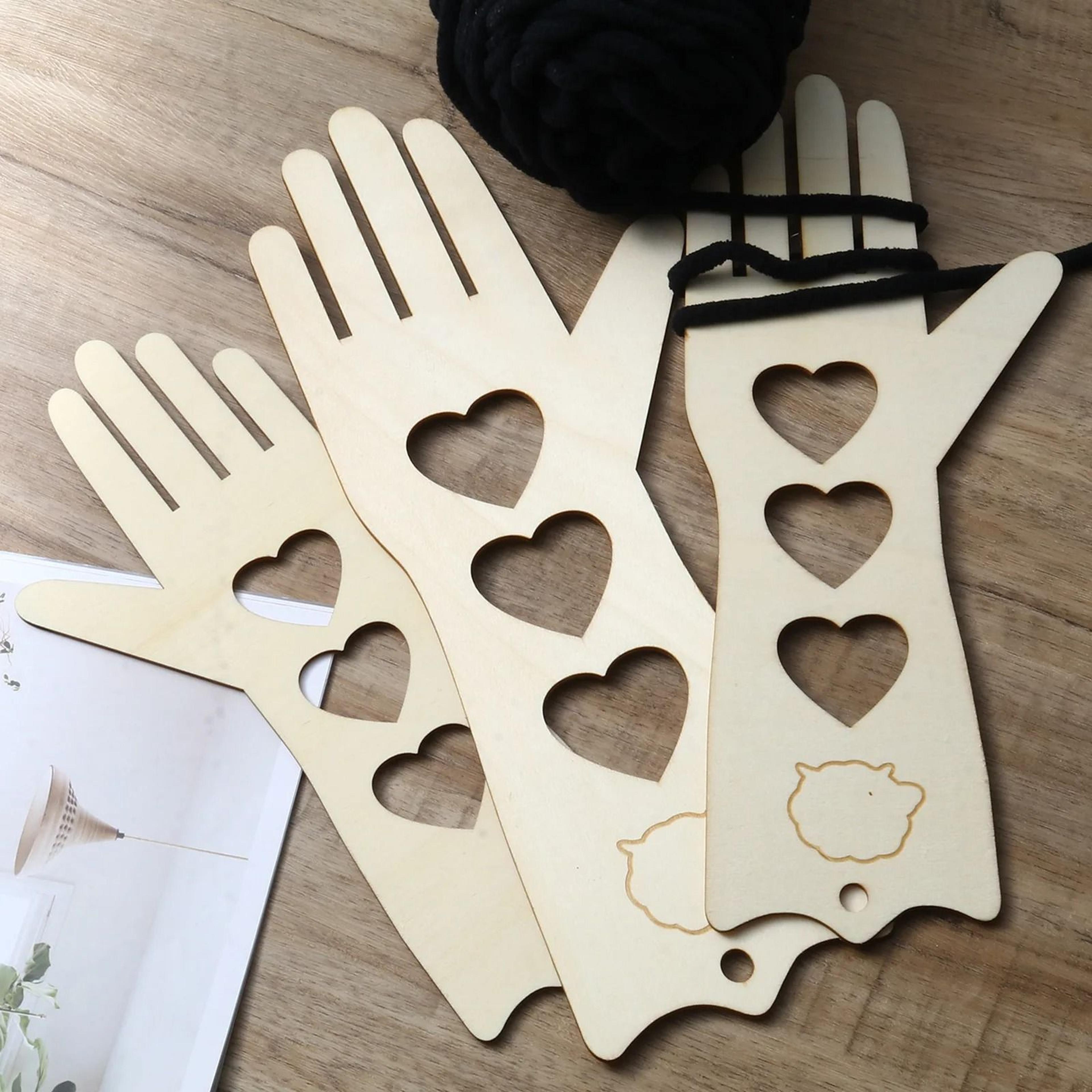 wooden glove blocker pair for smooth knitting crochet mitten shaping projects