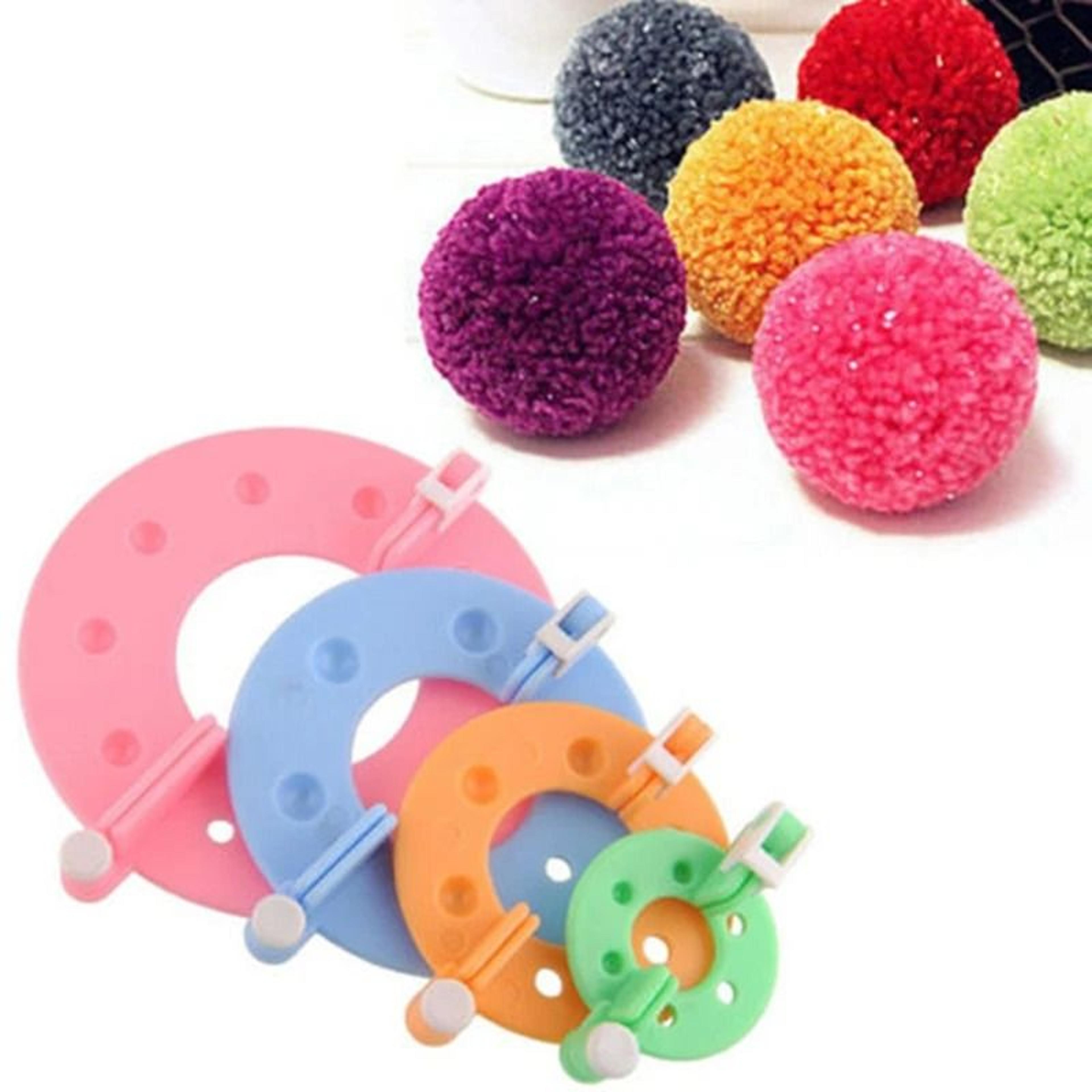 four size pom pom maker set for easy yarn crafting projects