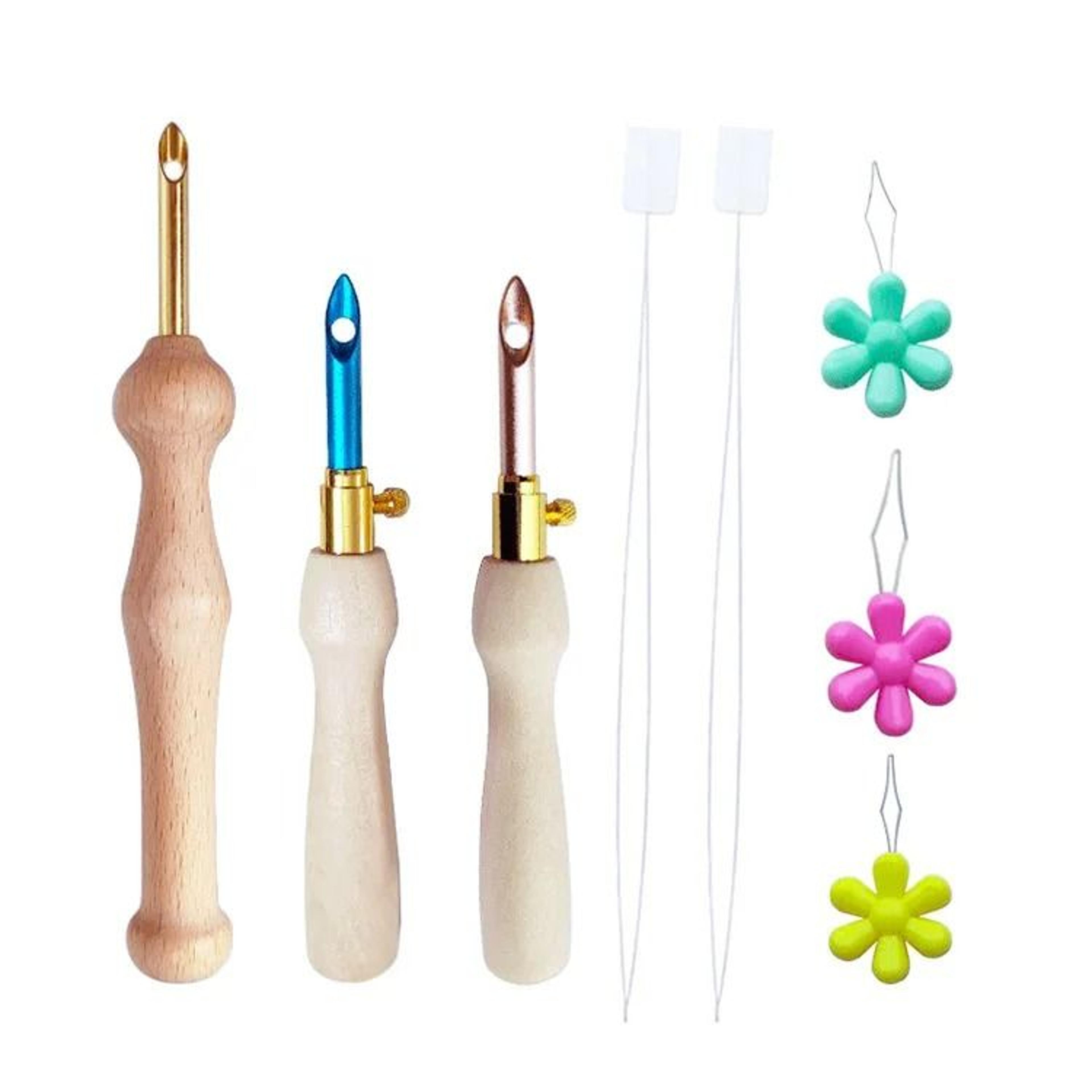 adjustable punch needle embroidery tool kit with threader for creative stitching