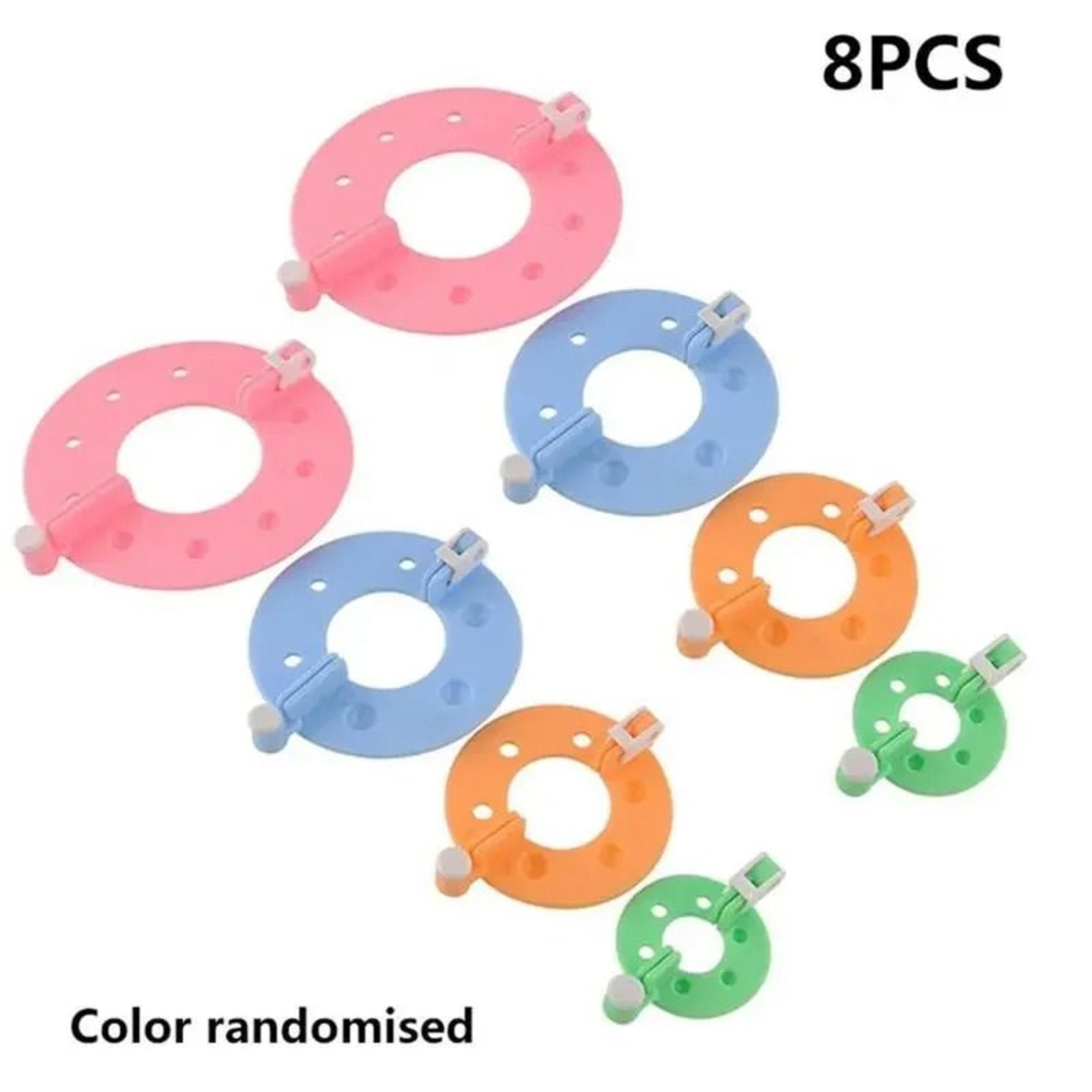 eight piece pom pom maker set for easy fluffy yarn crafts