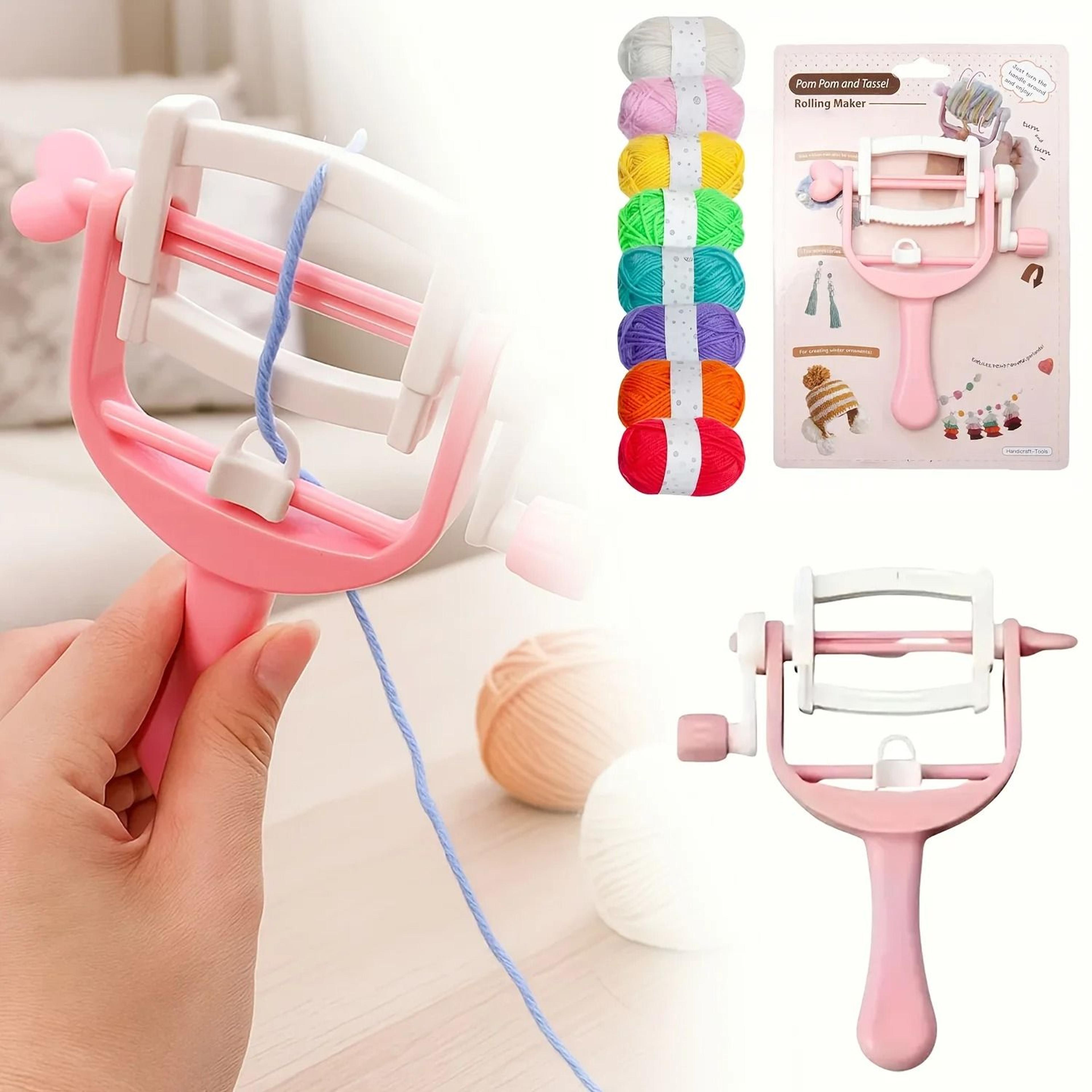 hand crank pom pom maker for fast yarn fringe craft projects