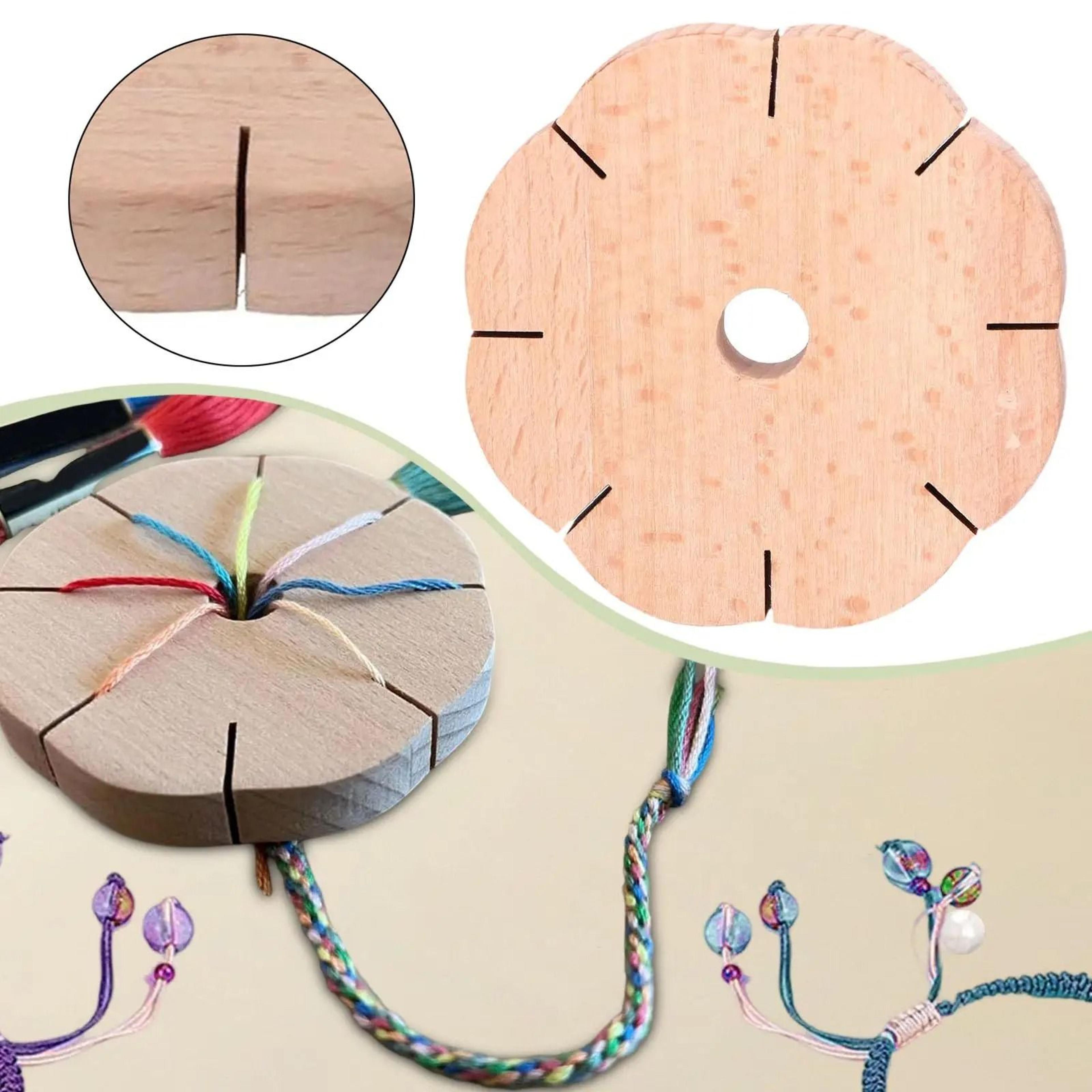 wooden kumihimo braiding disc for easy bracelet anklet jewelry making projects