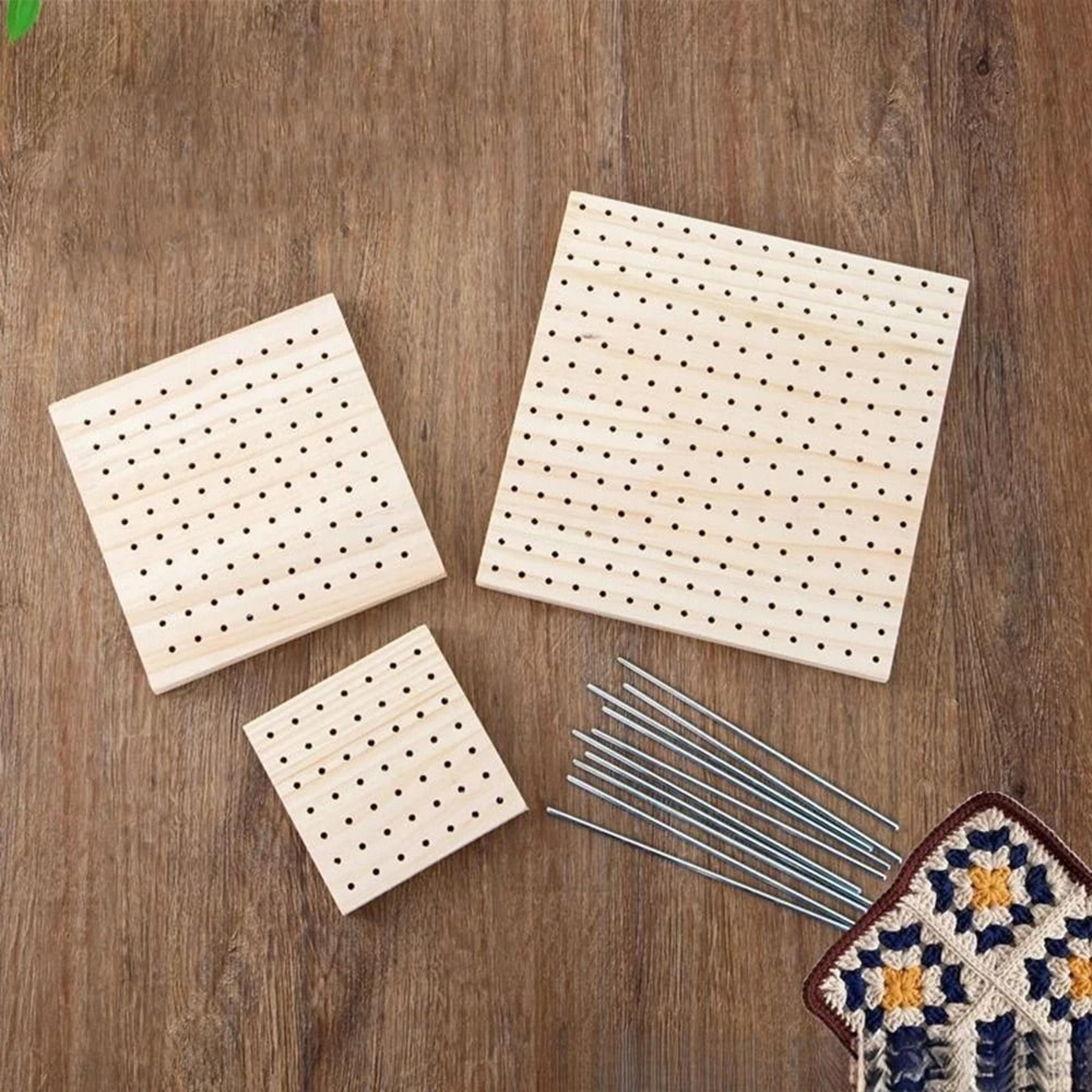 wooden crochet blocking board for even granny squares and neater finishing