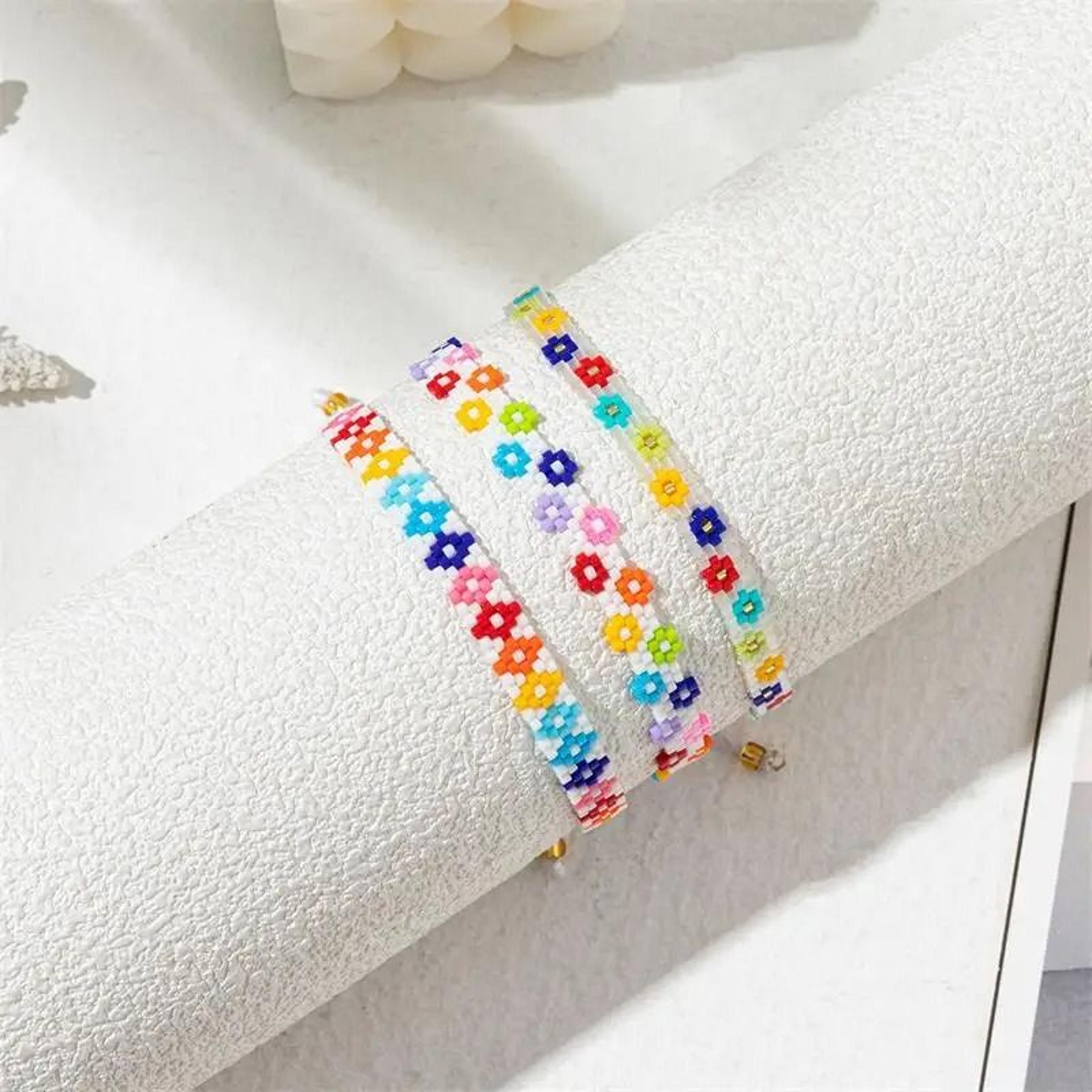 bluestar rainbow flower miyuki bead bracelet for bright effortless everyday style