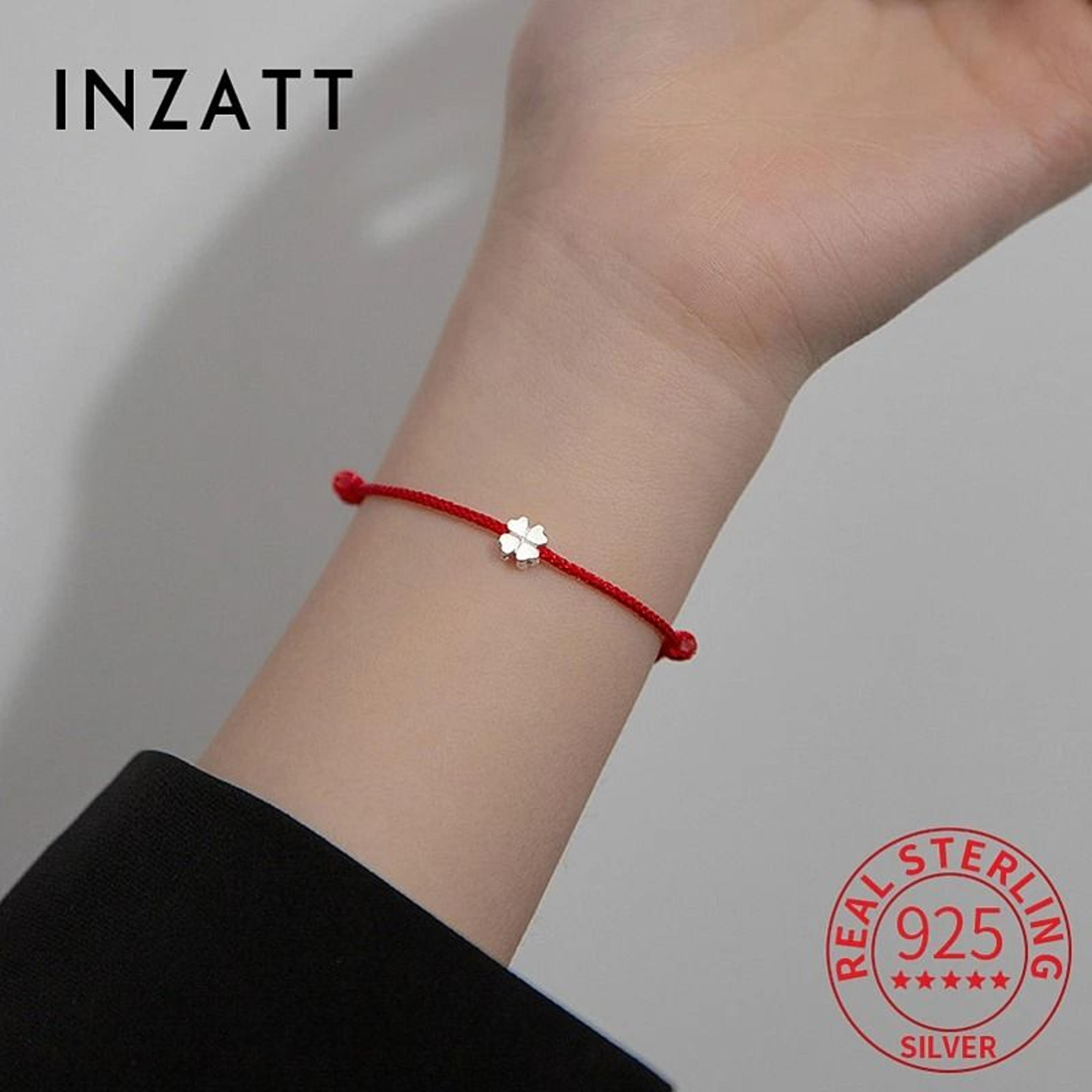 inzatt sterling silver clover red rope bracelet for meaningful everyday style
