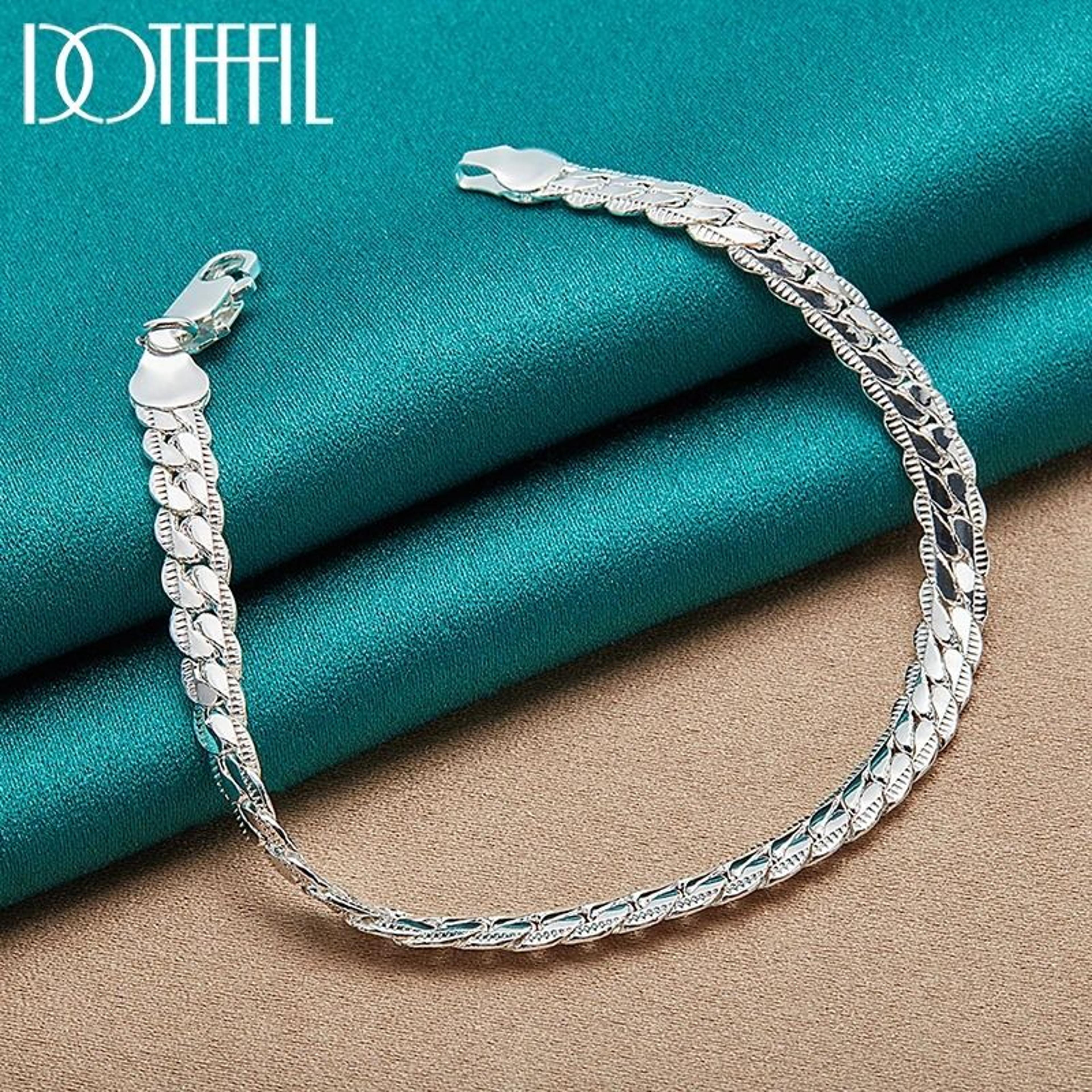 doteffil sterling silver gold flat chain bracelet for refined unisex style