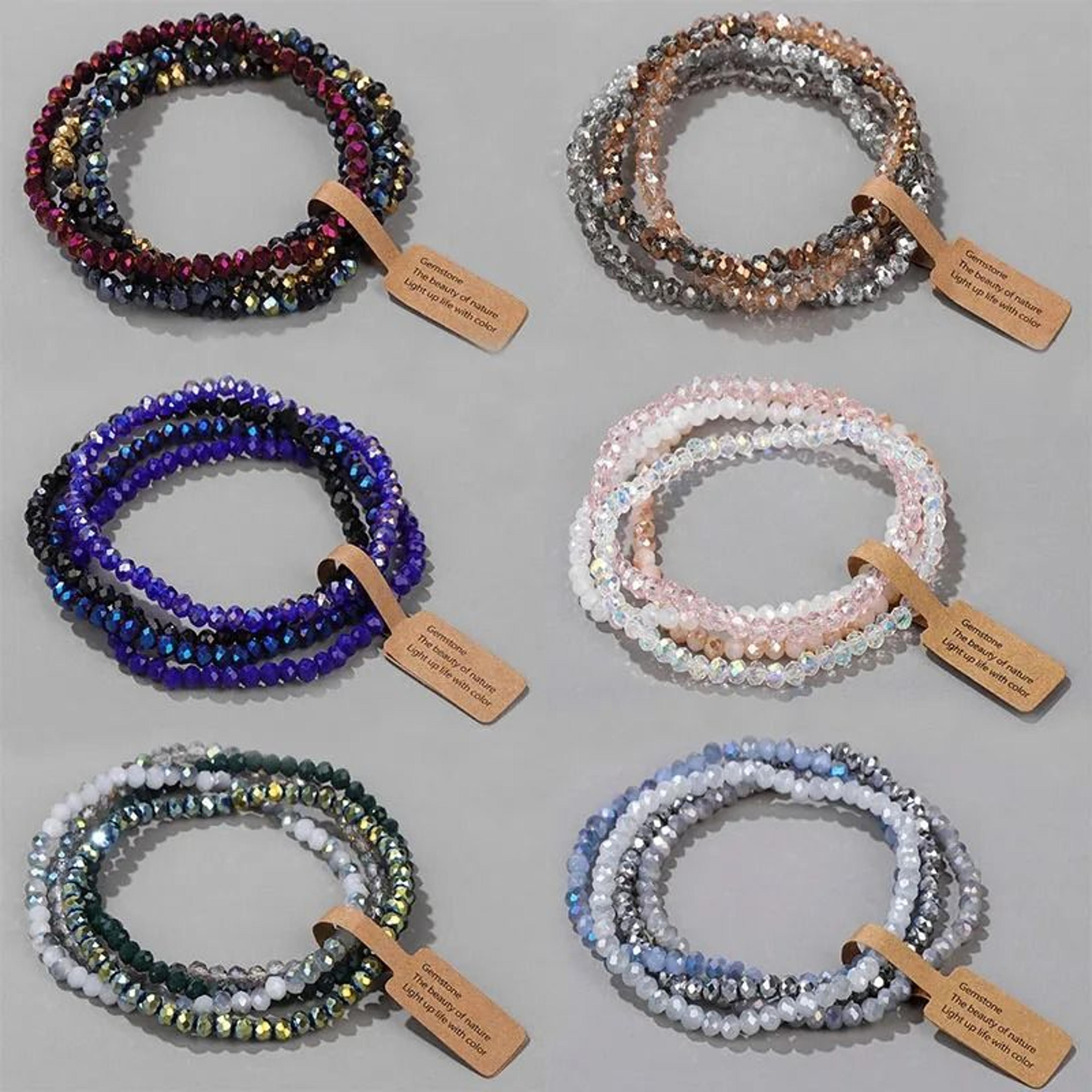 colorful faceted crystal bead bracelet for effortless everyday matching couple style