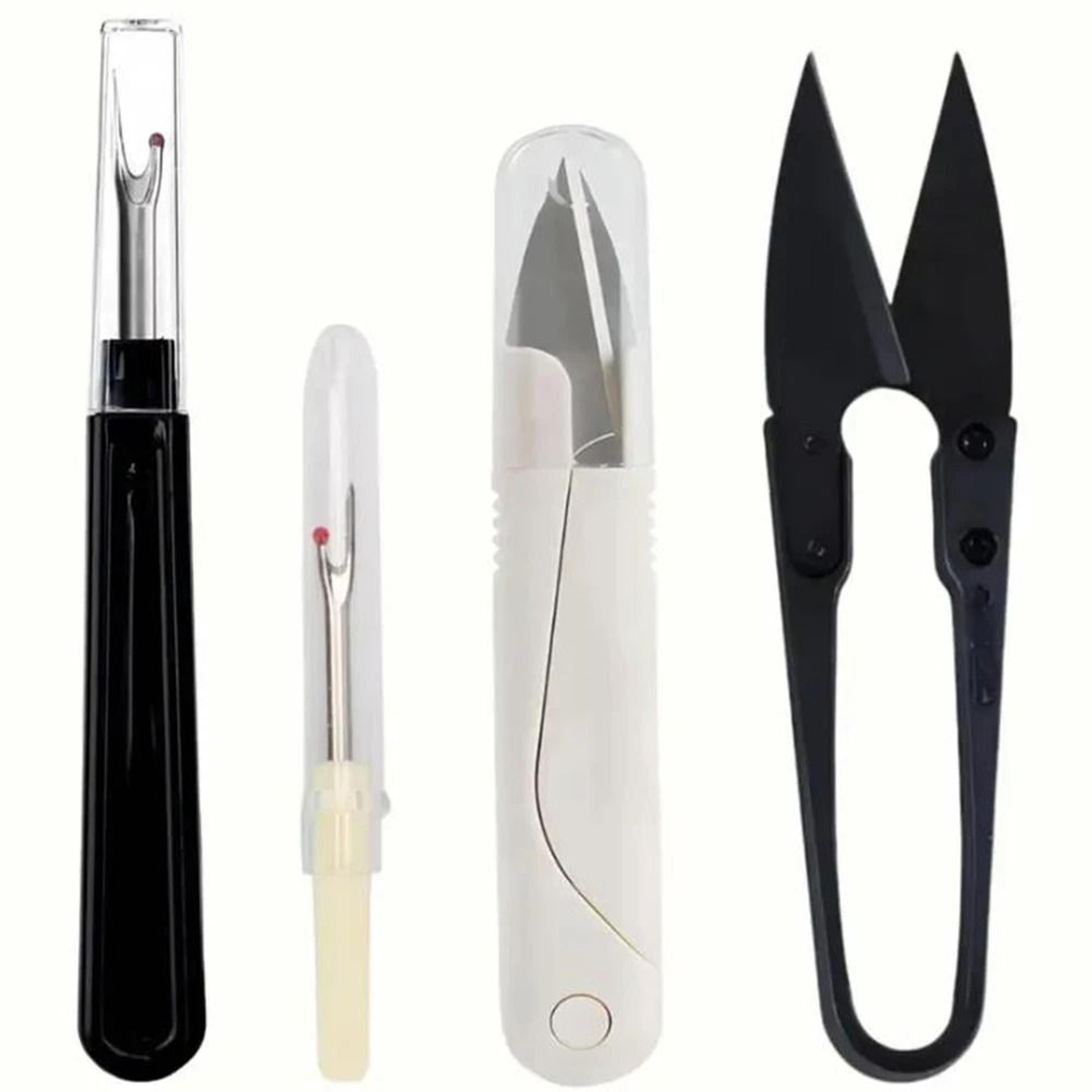 complete four piece seam ripper thread cutter and stitch remover kit