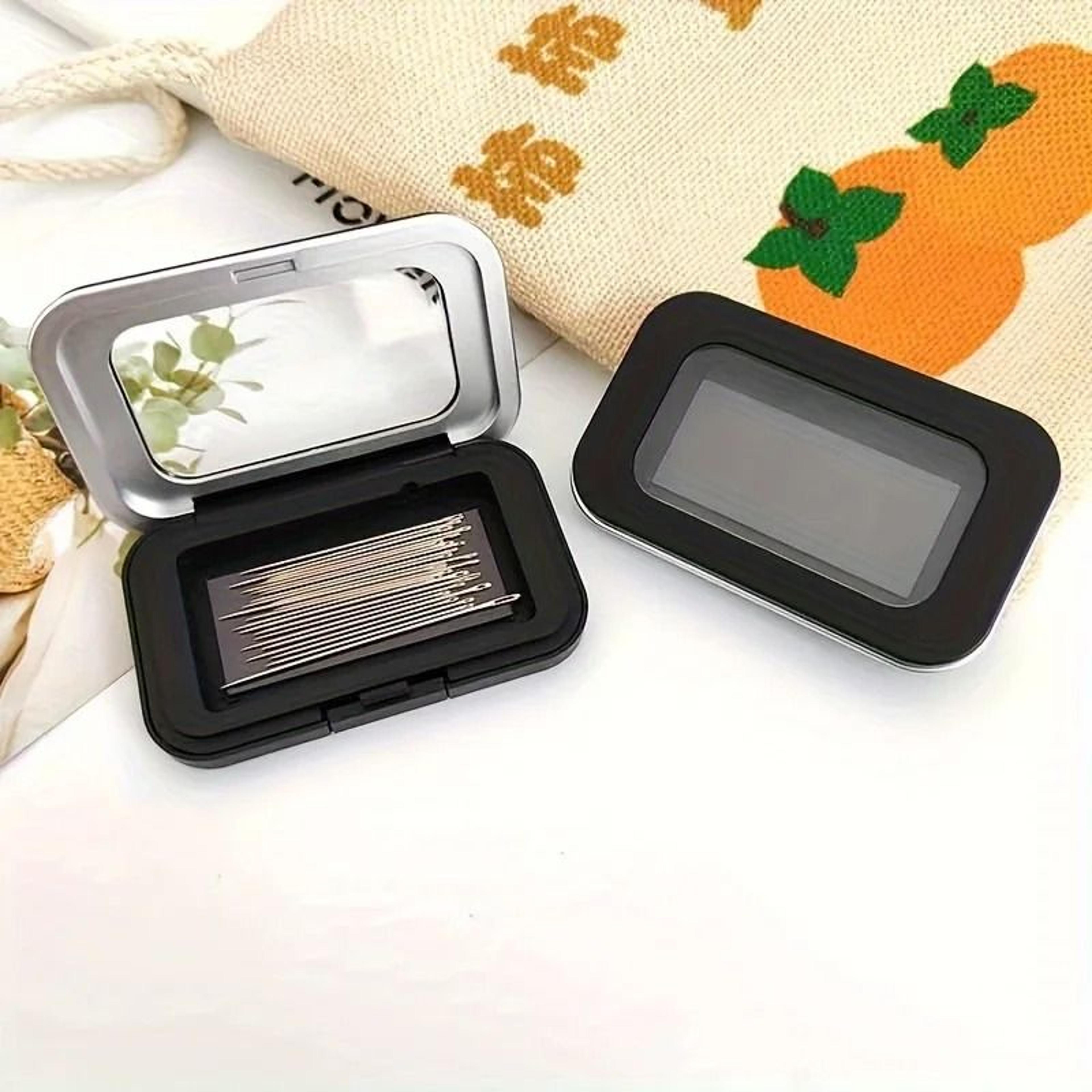 compact magnetic needle storage box for safer sewing pin pickup organization
