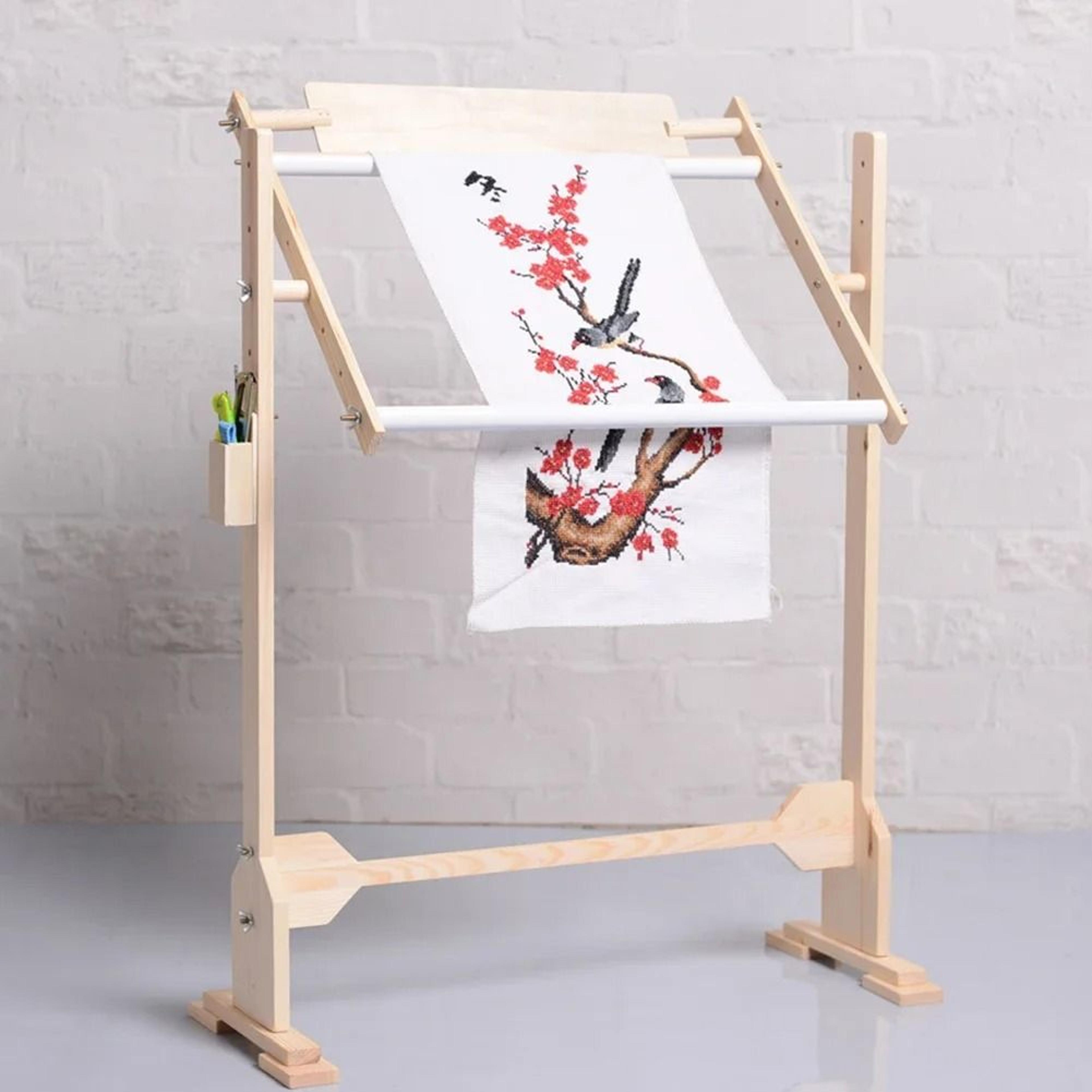 adjustable solid wood embroidery stand for hands free cross stitch projects