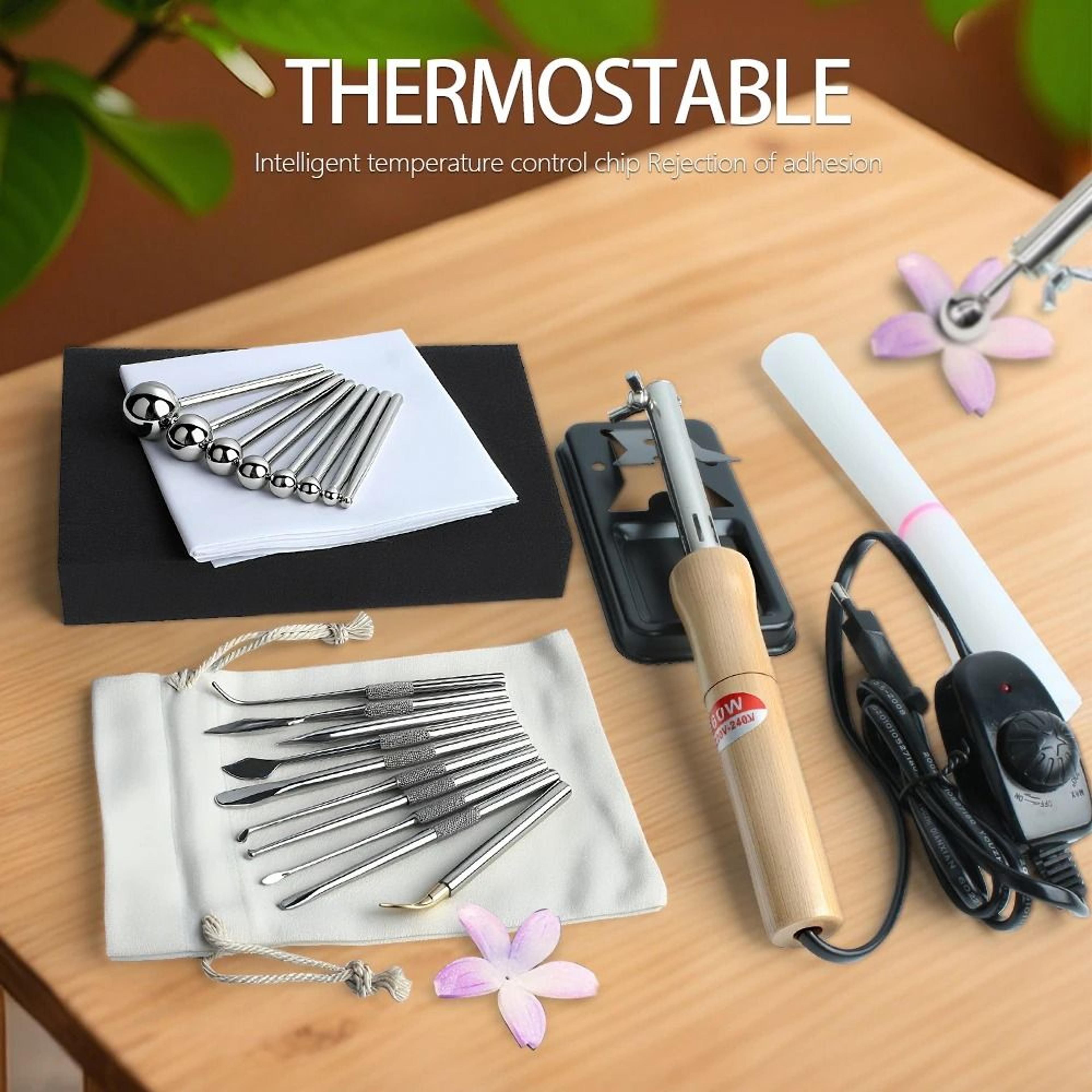 adjustable temperature fabric flower making iron tool set with ball tips