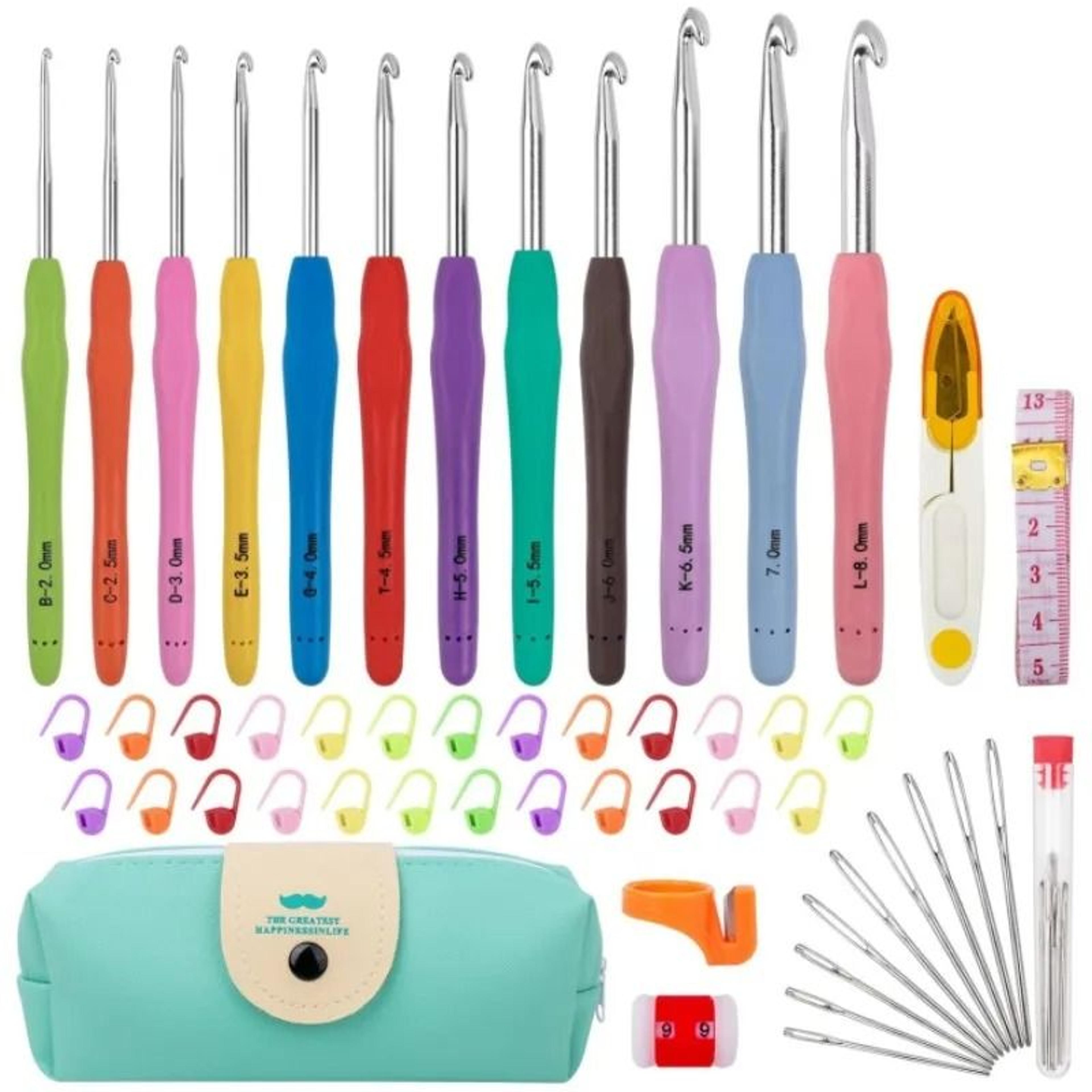 colorful ergonomic crochet hook set for beginners and comfortable yarn crafting