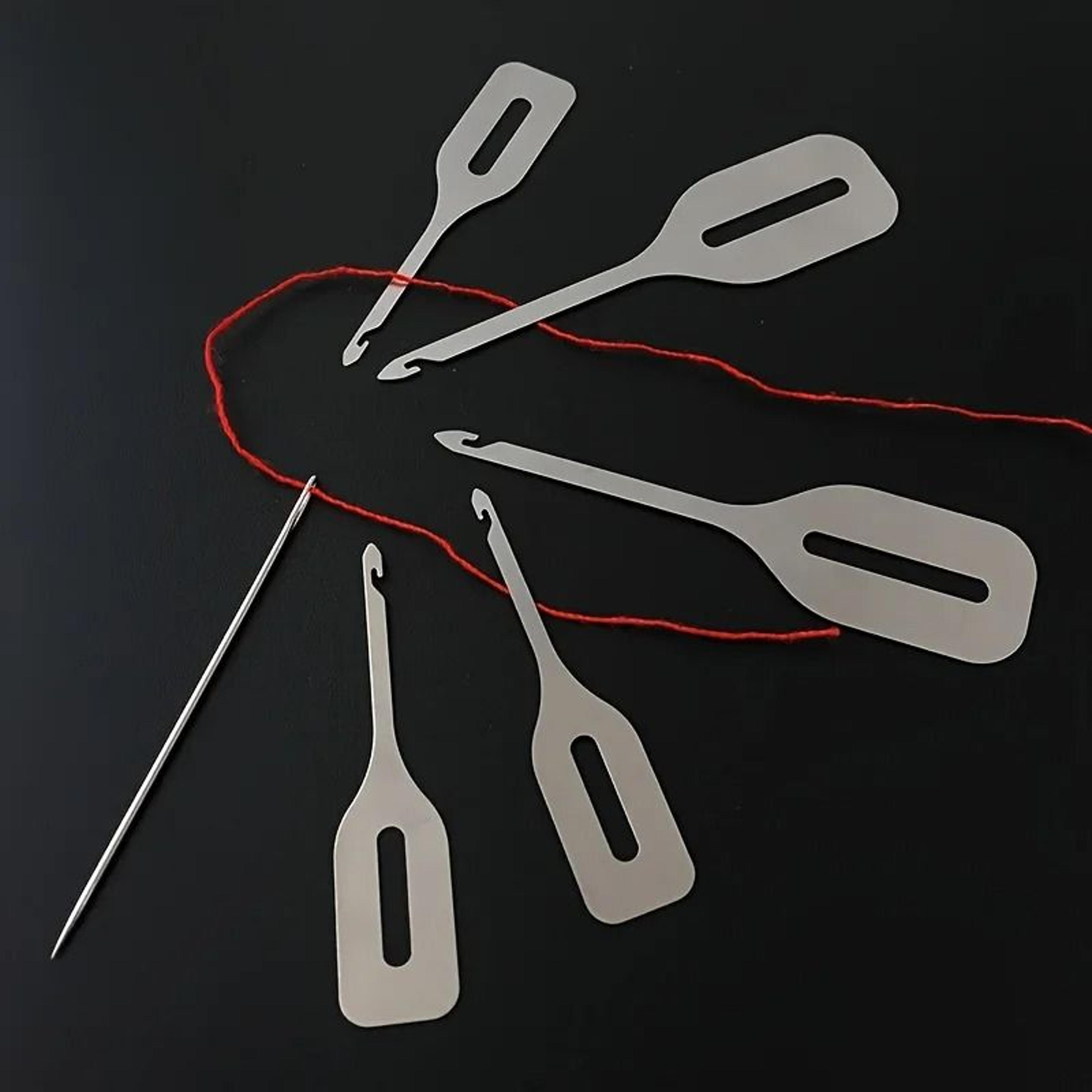 four piece stainless steel needle threader set for quick easy threading