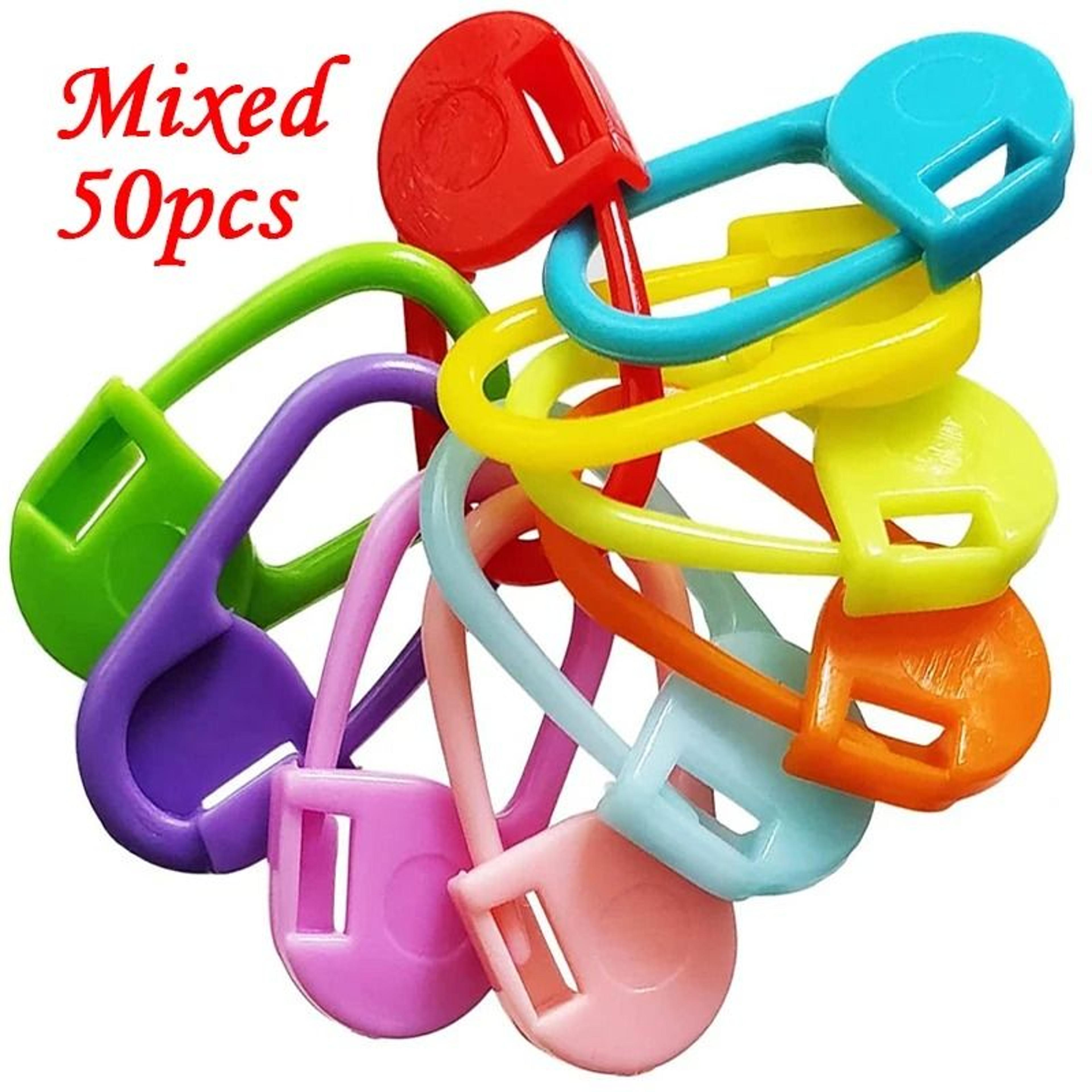 50 piece colorful locking stitch marker clips for knitting crochet projects