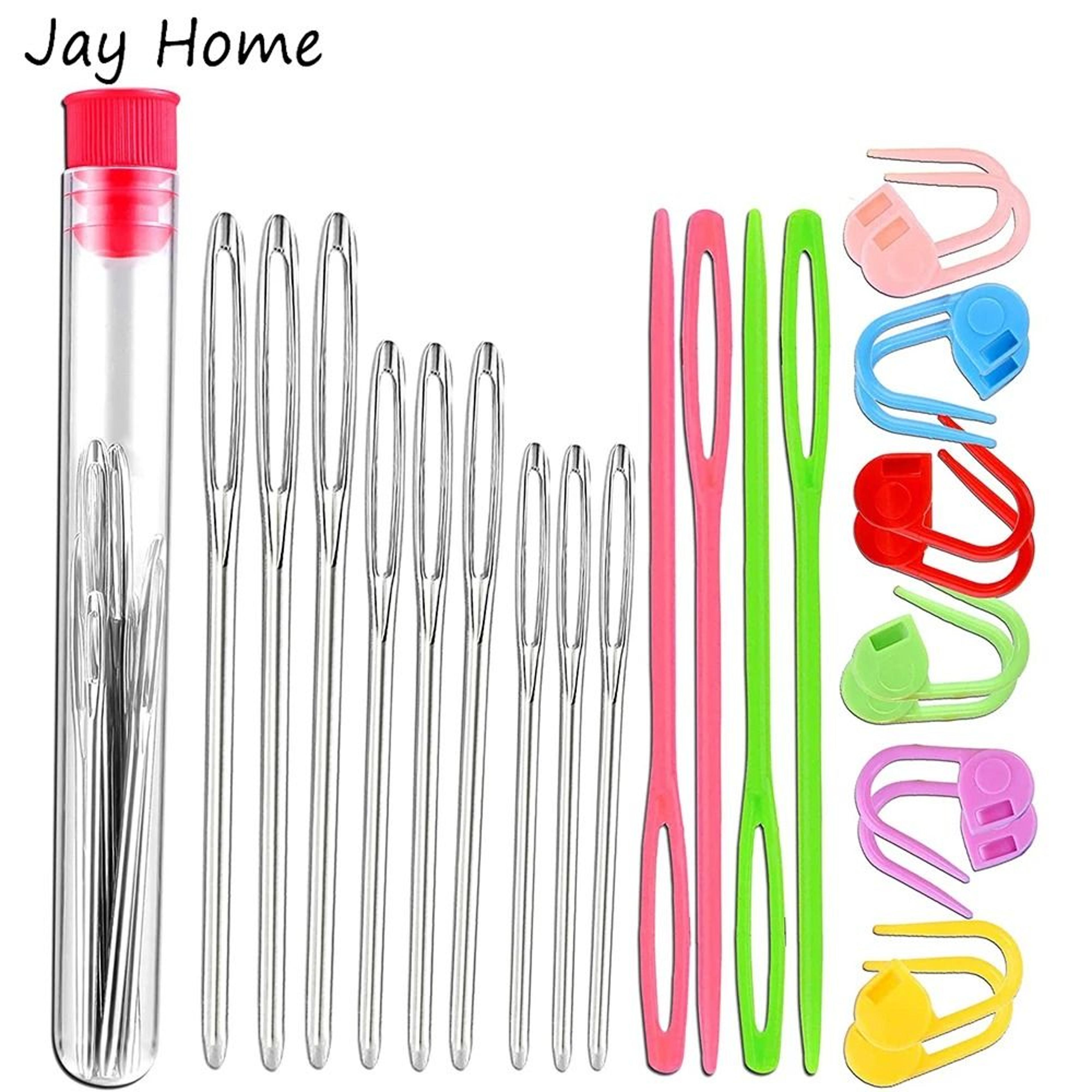 26 piece knitting sewing tool kit with yarn needles and markers