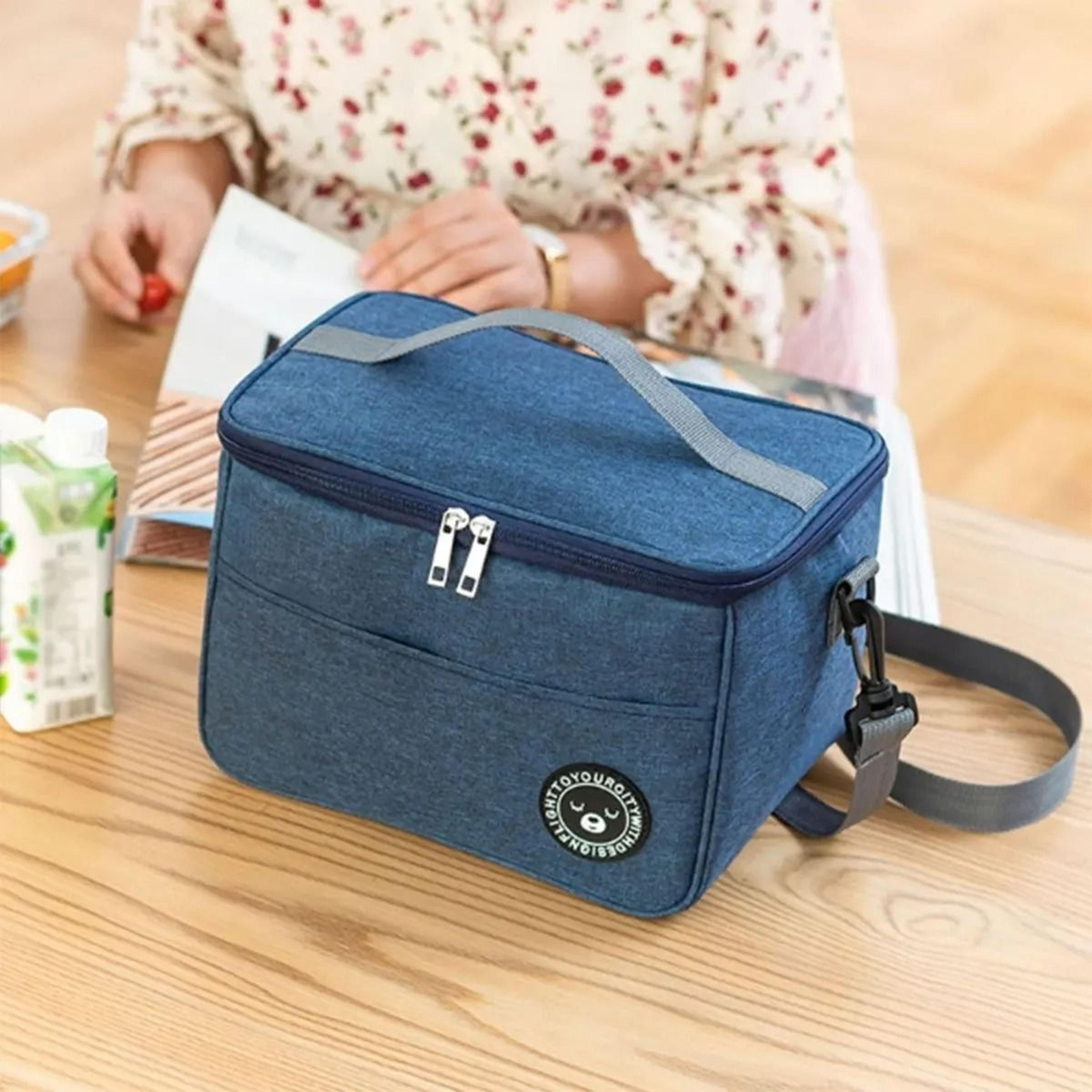 insulated bento lunch bag with foil lining and shoulder strap