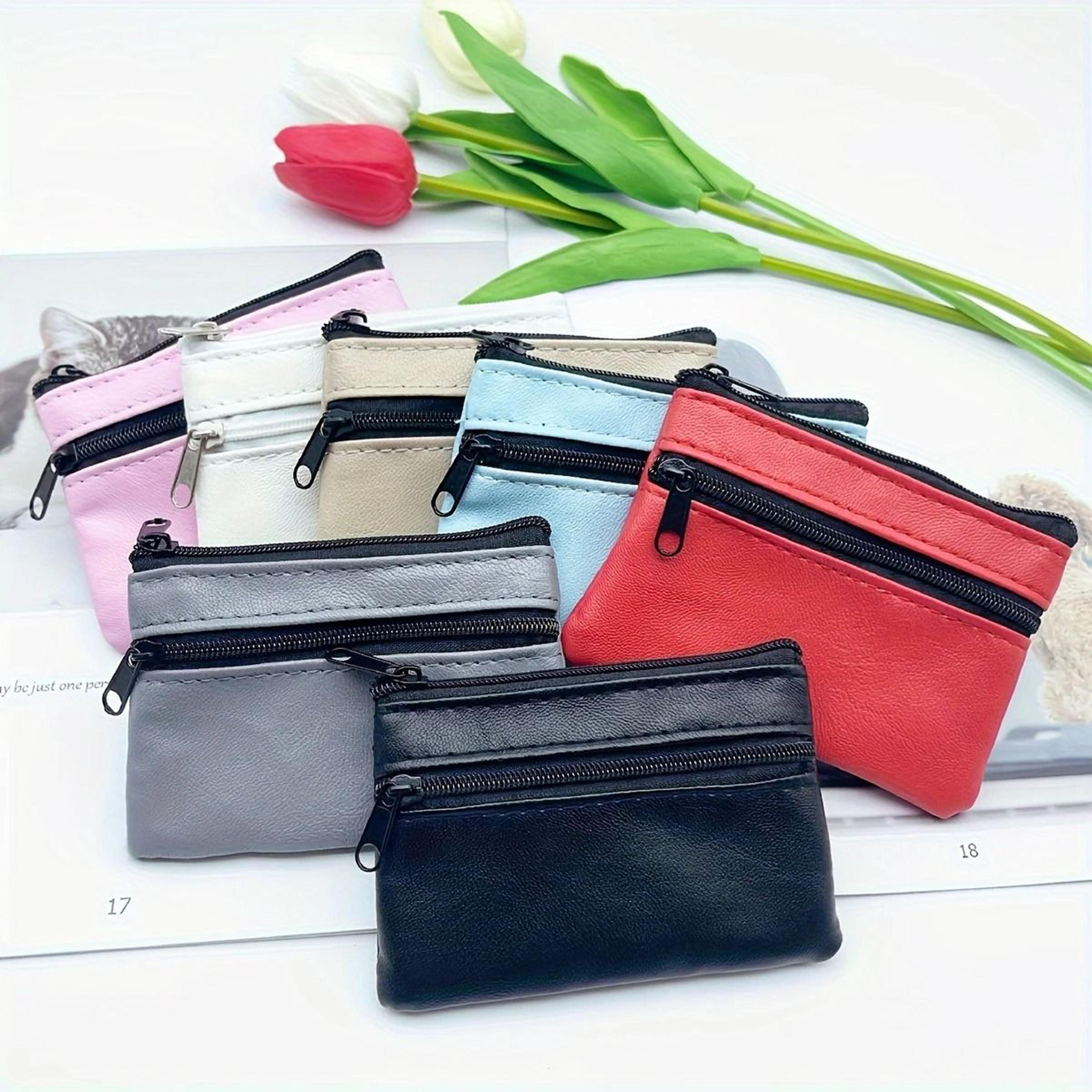 compact leather coin purse and zipper key wallet for everyday use