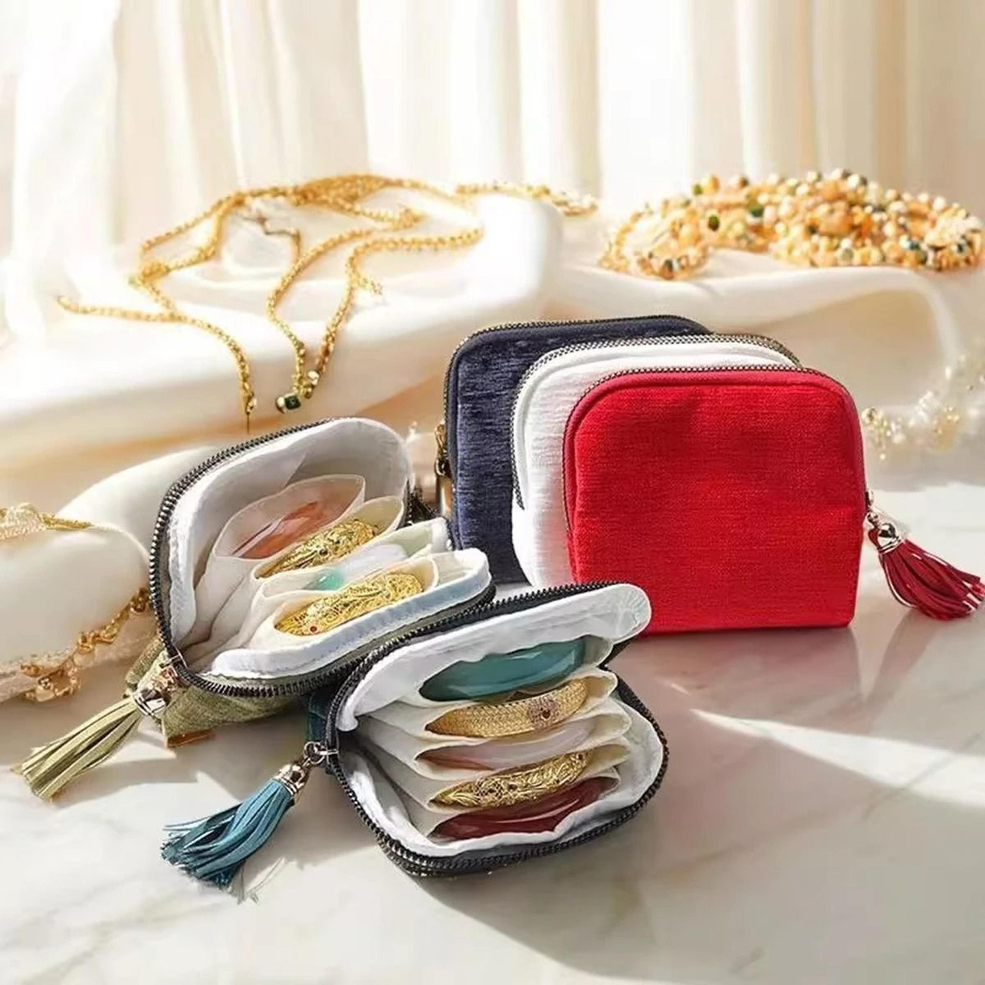 five layer velvet travel jewelry organizer for rings watches and bracelets